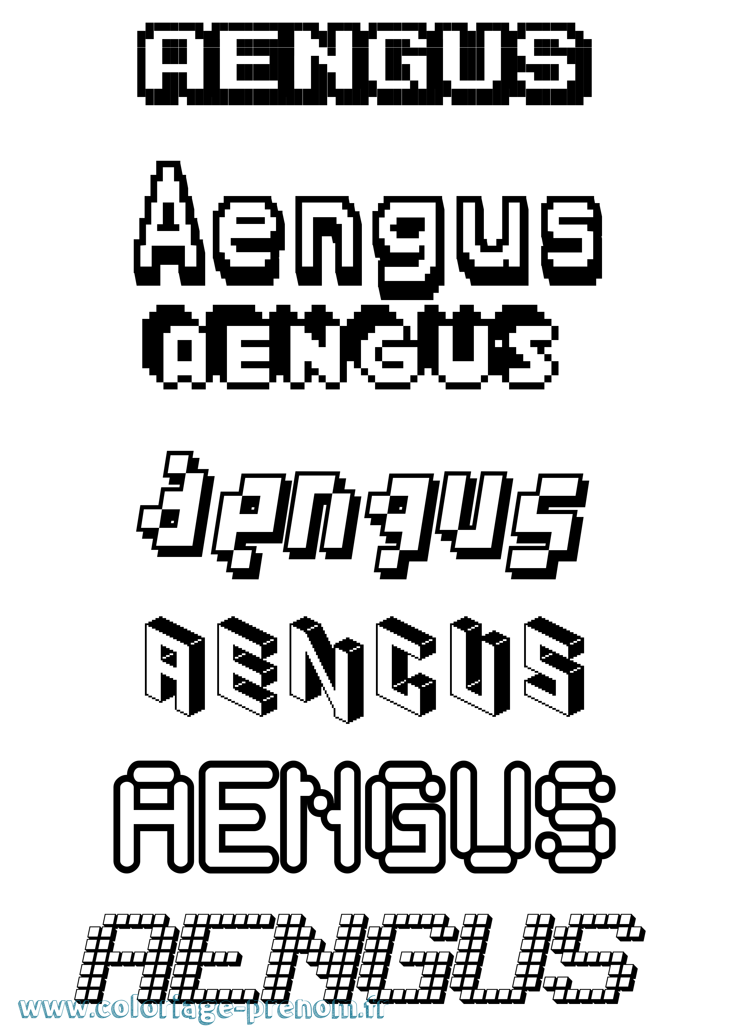 Coloriage prénom Aengus Pixel