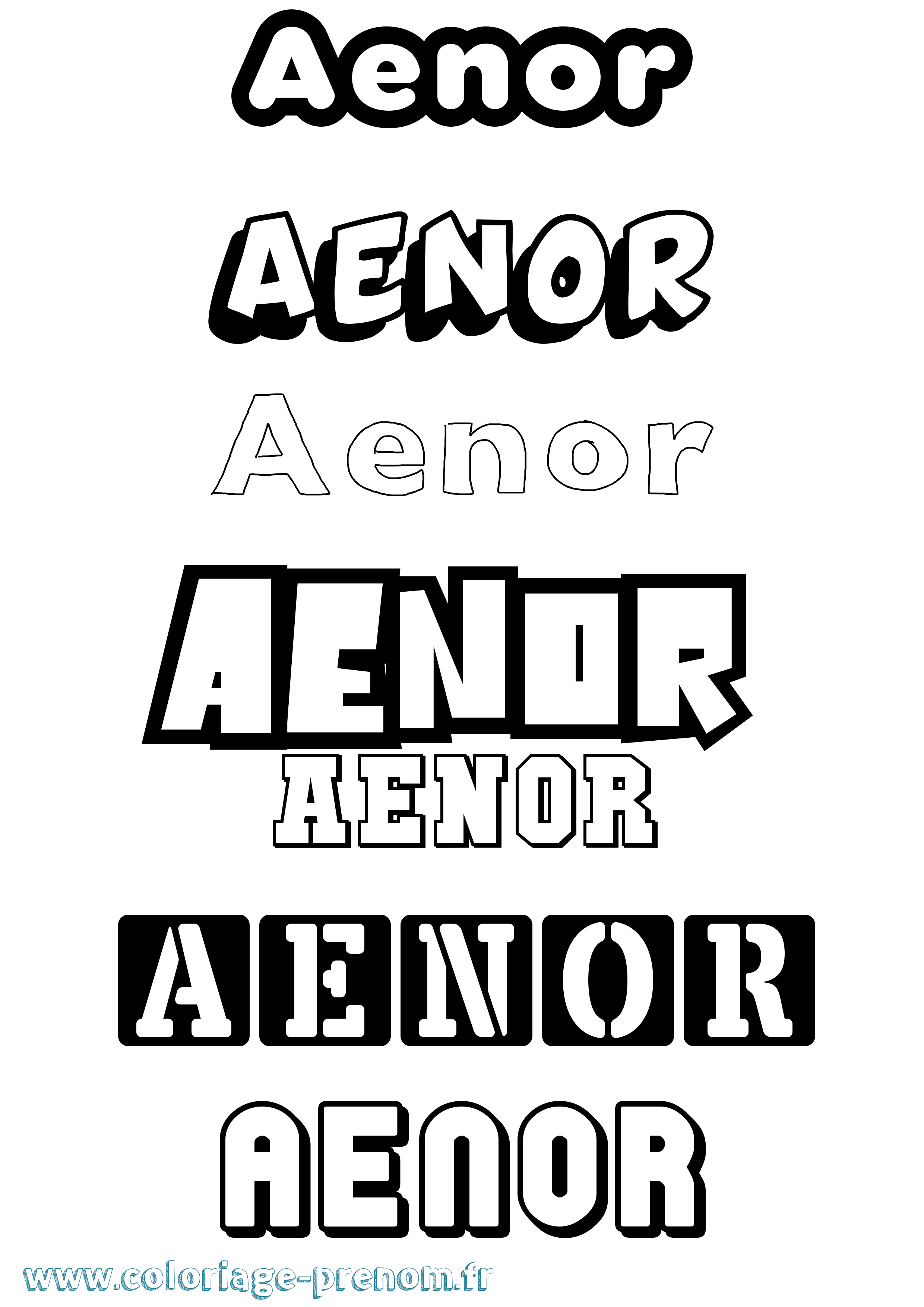 Coloriage prénom Aenor Simple