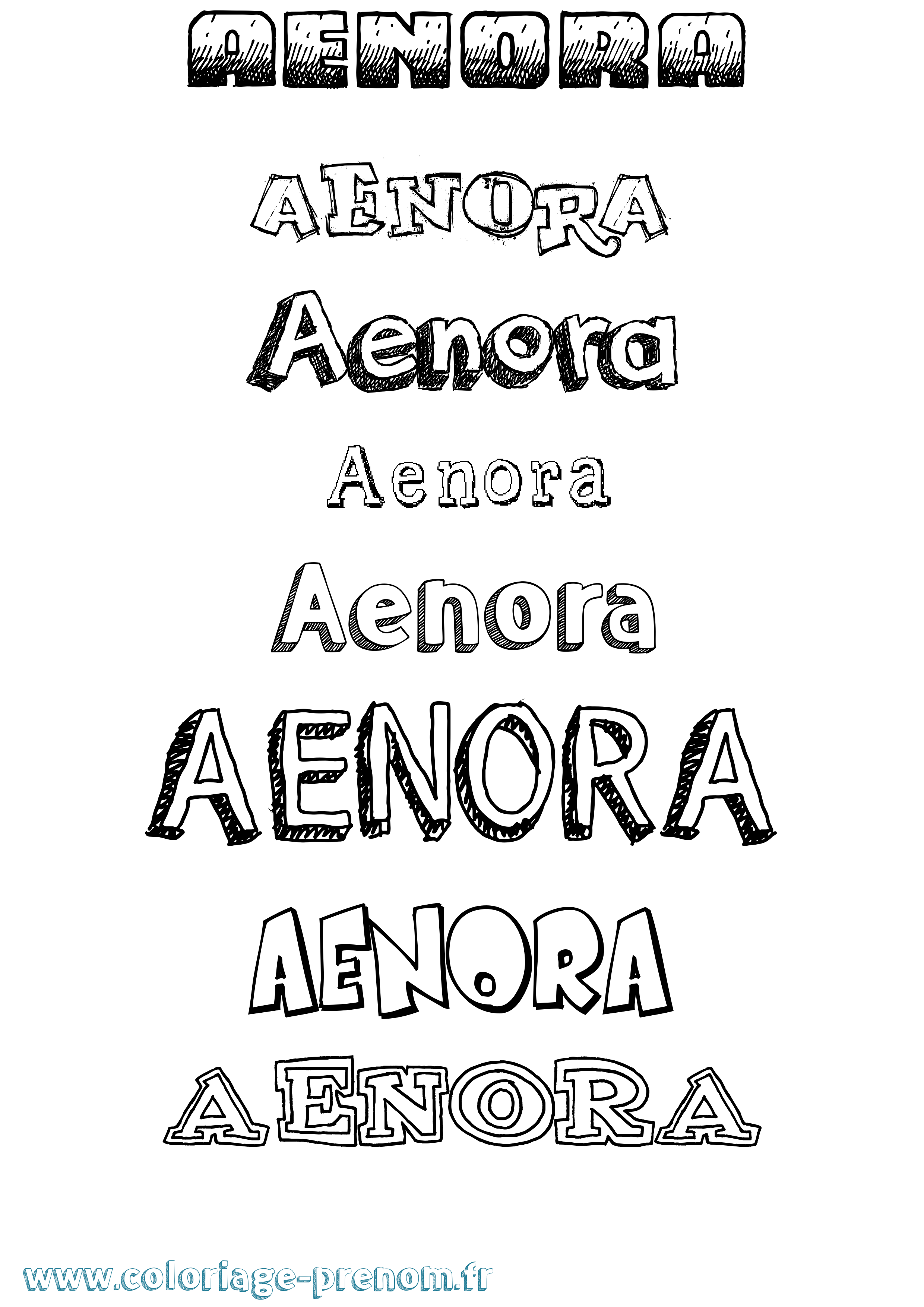 Coloriage prénom Aenora Dessiné