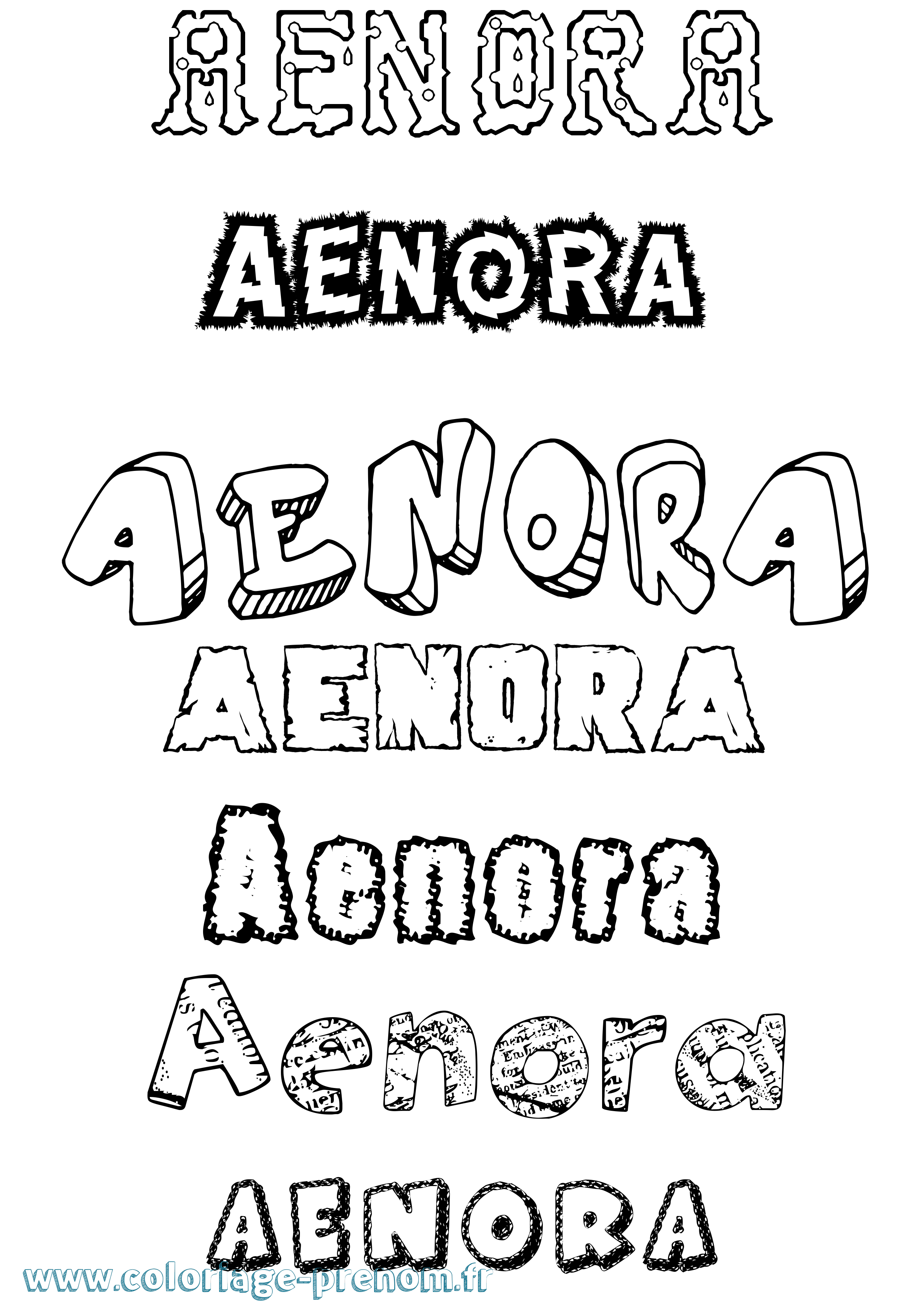Coloriage prénom Aenora Destructuré