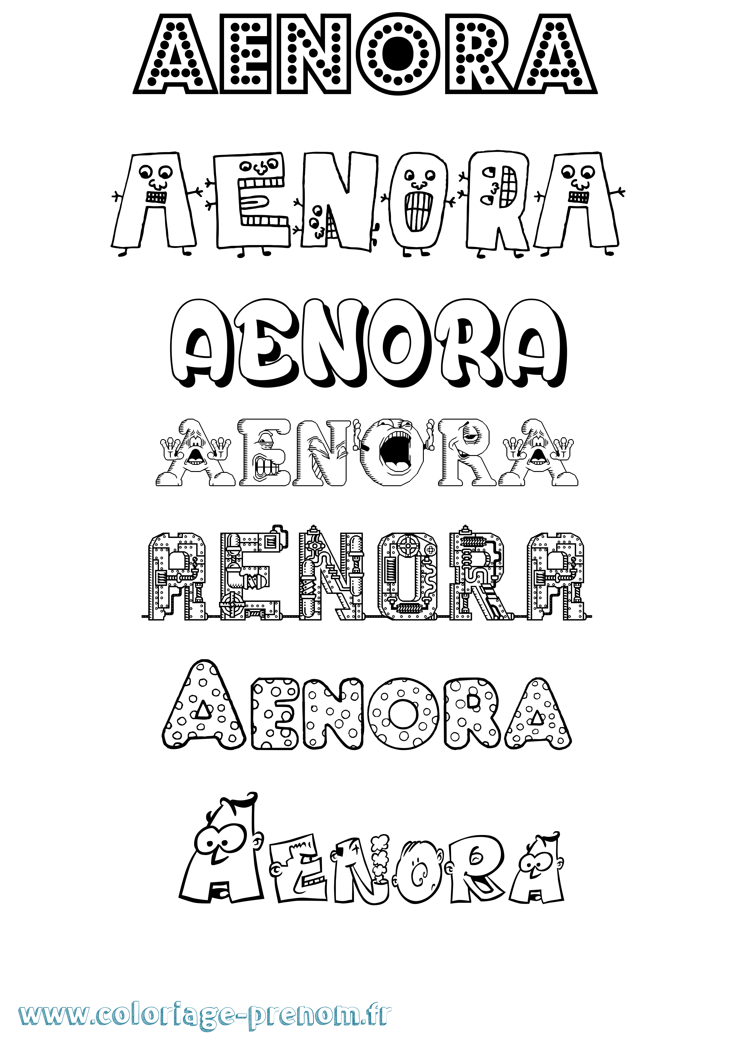 Coloriage prénom Aenora Fun