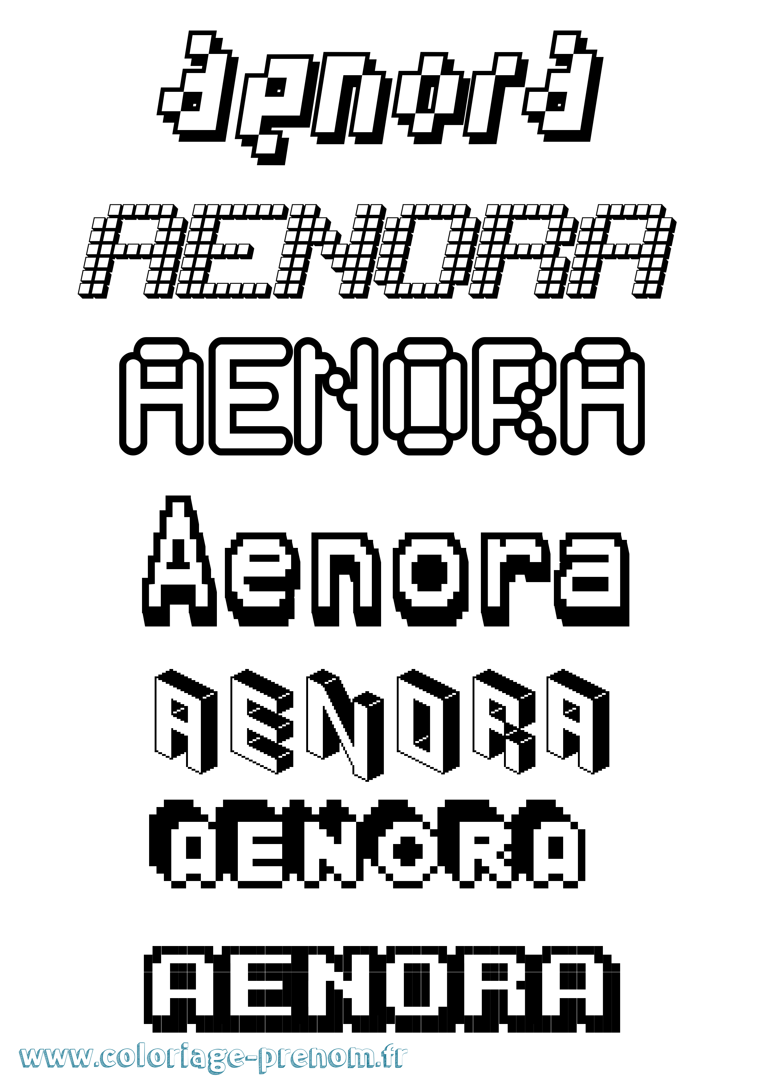 Coloriage prénom Aenora Pixel