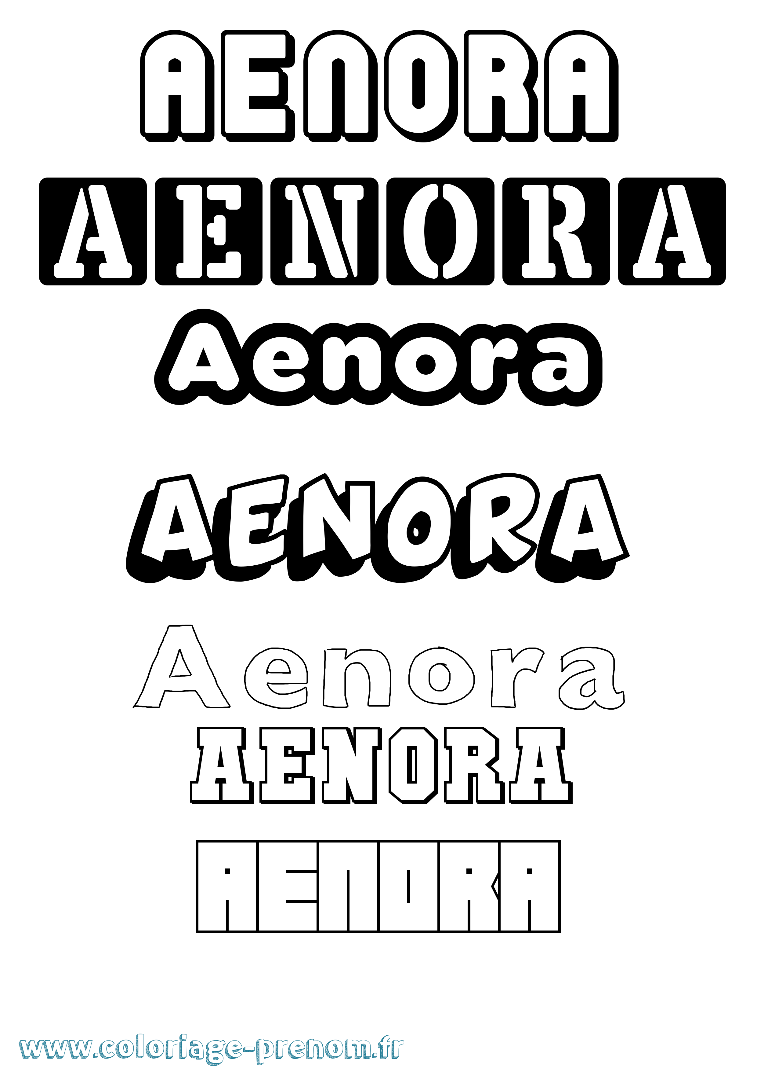 Coloriage prénom Aenora Simple
