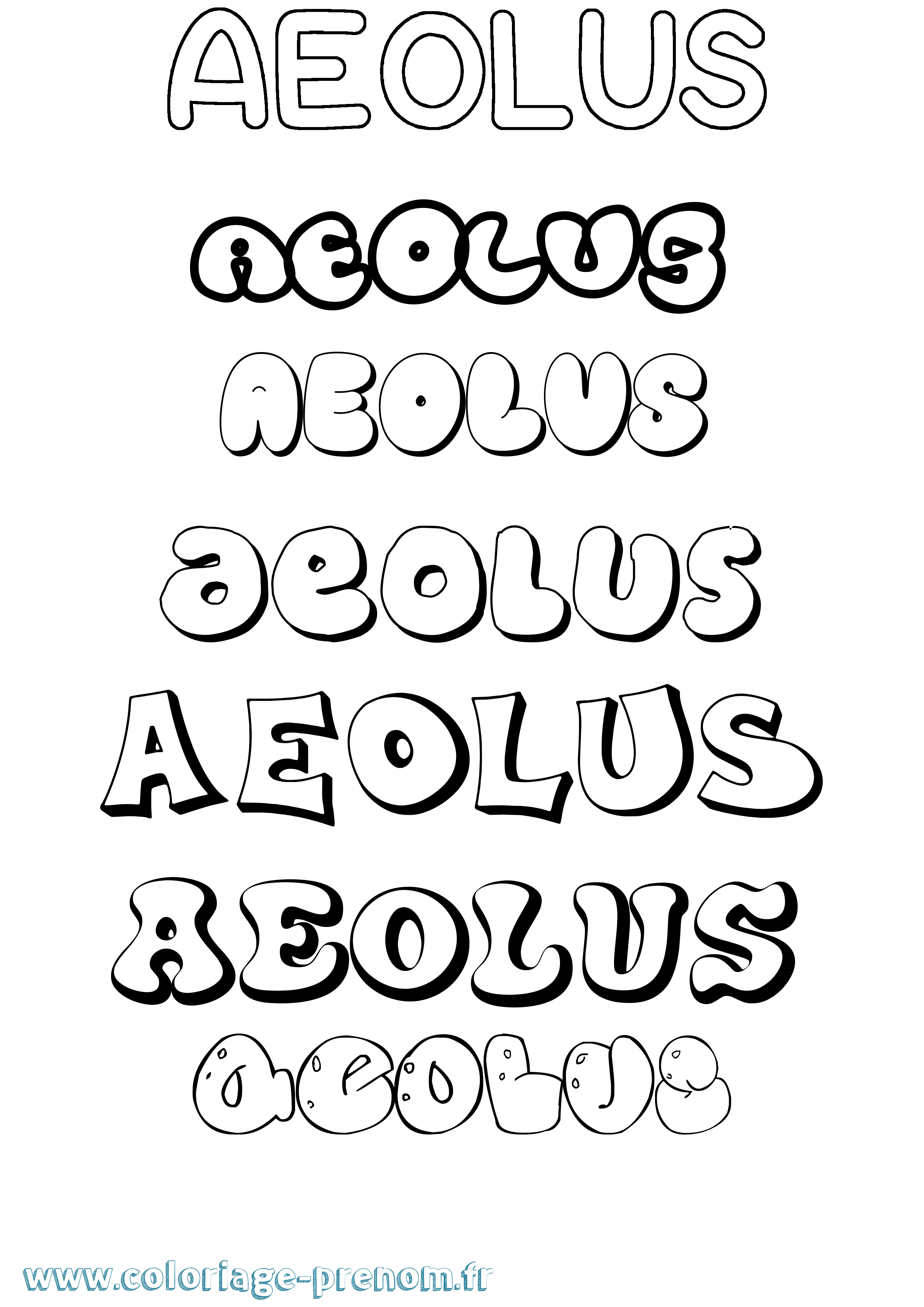 Coloriage prénom Aeolus Bubble