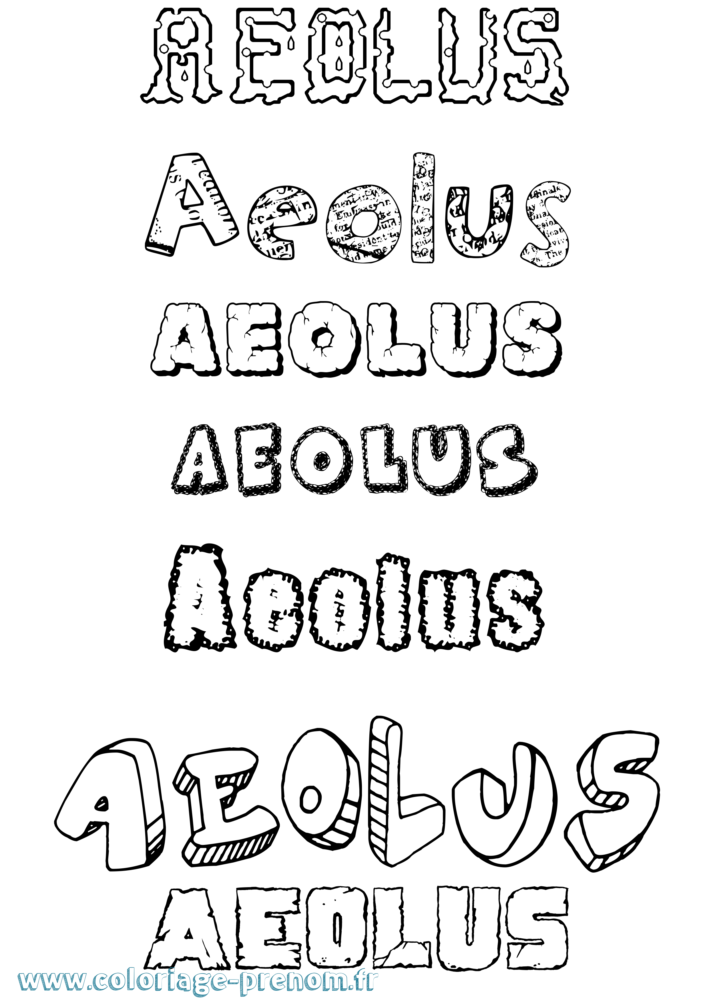 Coloriage prénom Aeolus Destructuré