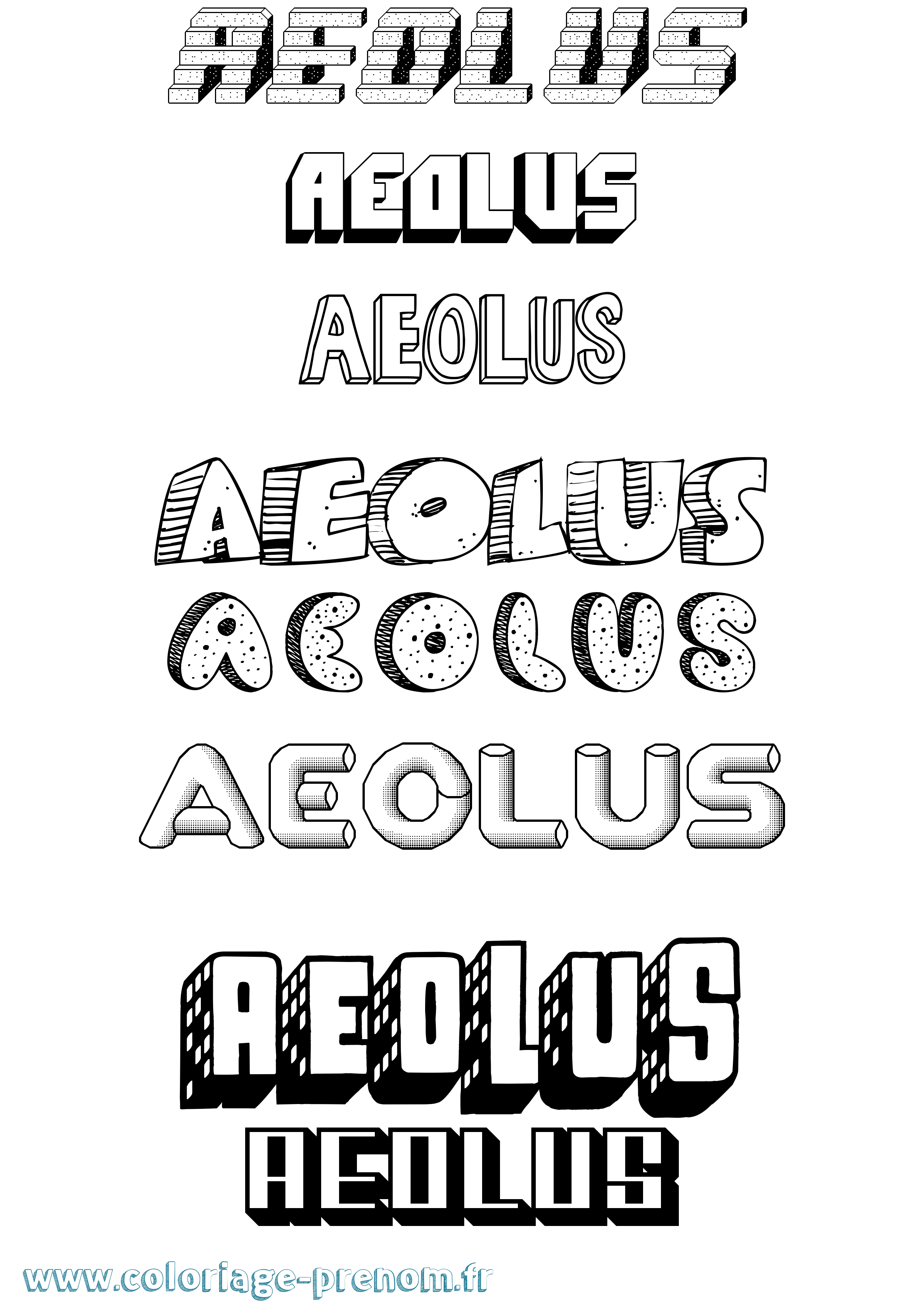 Coloriage prénom Aeolus Effet 3D