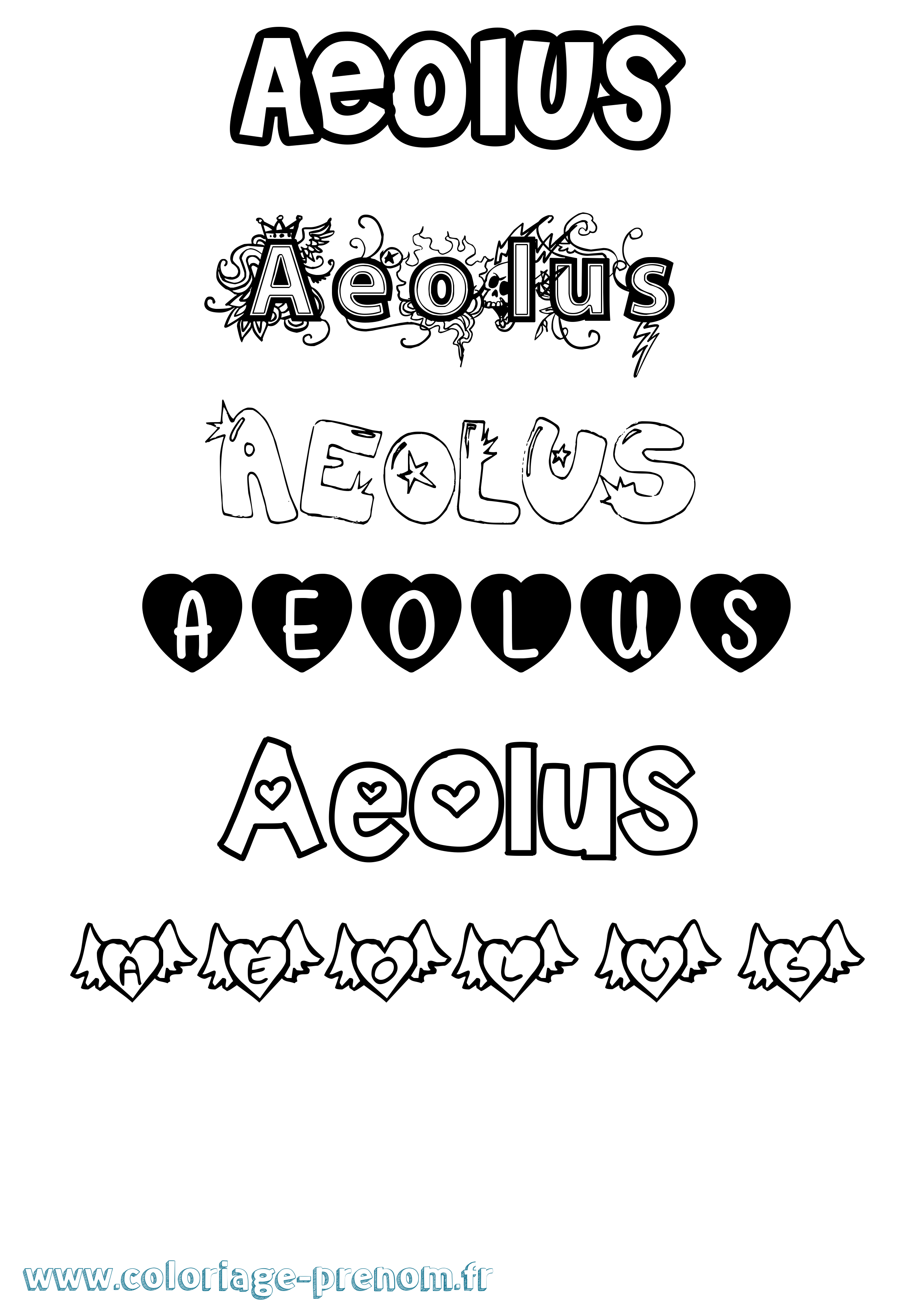 Coloriage prénom Aeolus Girly