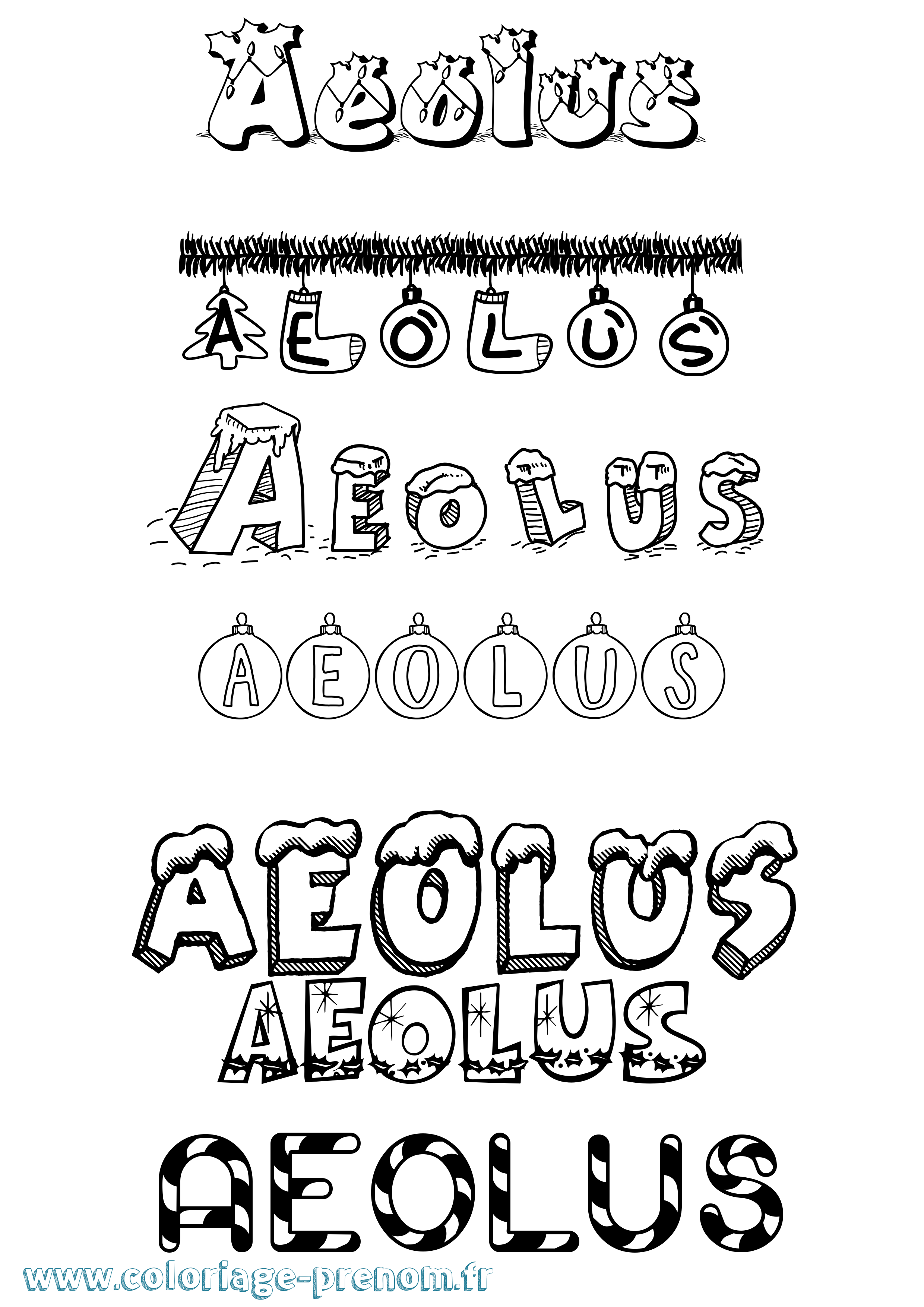 Coloriage prénom Aeolus Noël