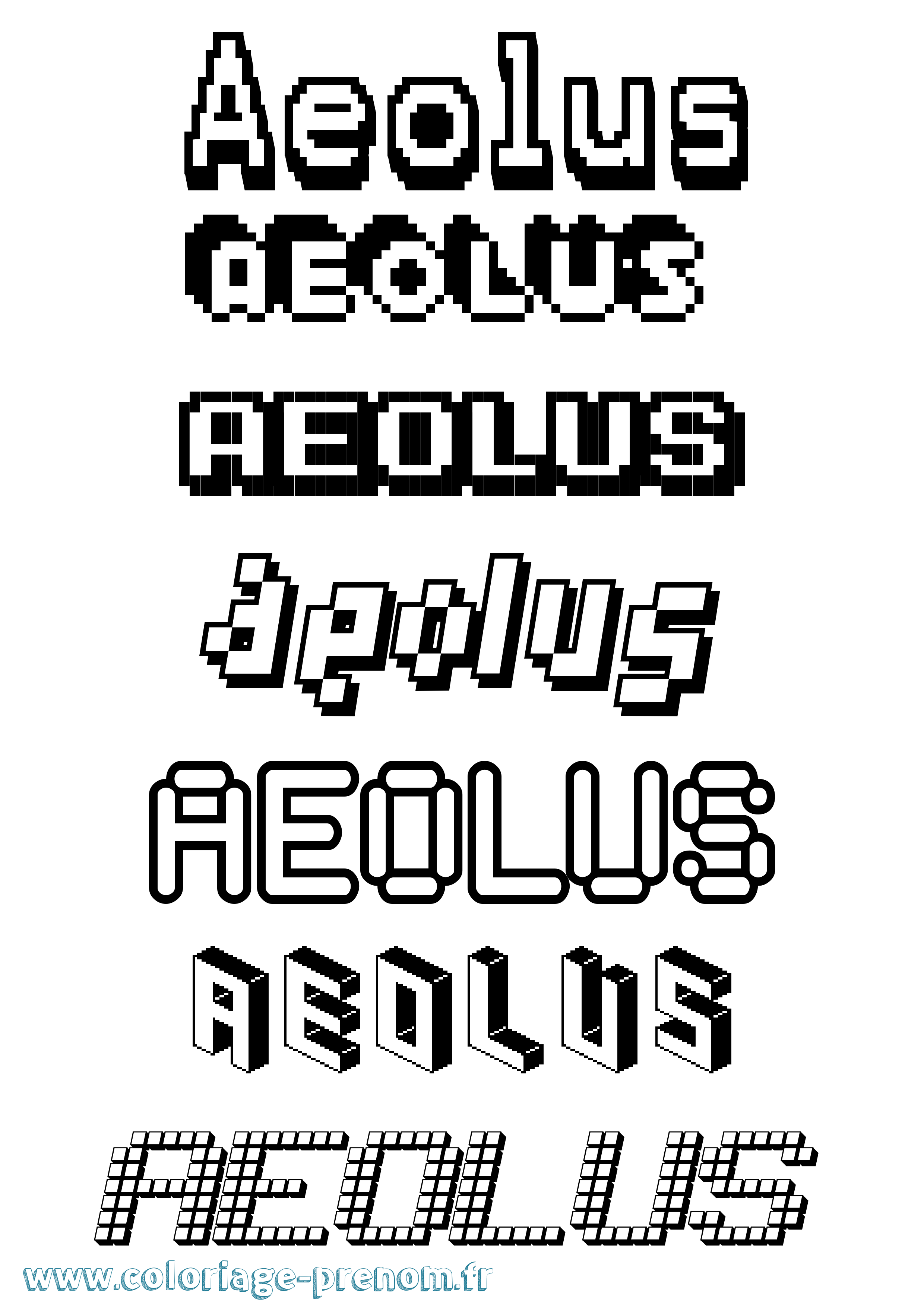 Coloriage prénom Aeolus Pixel