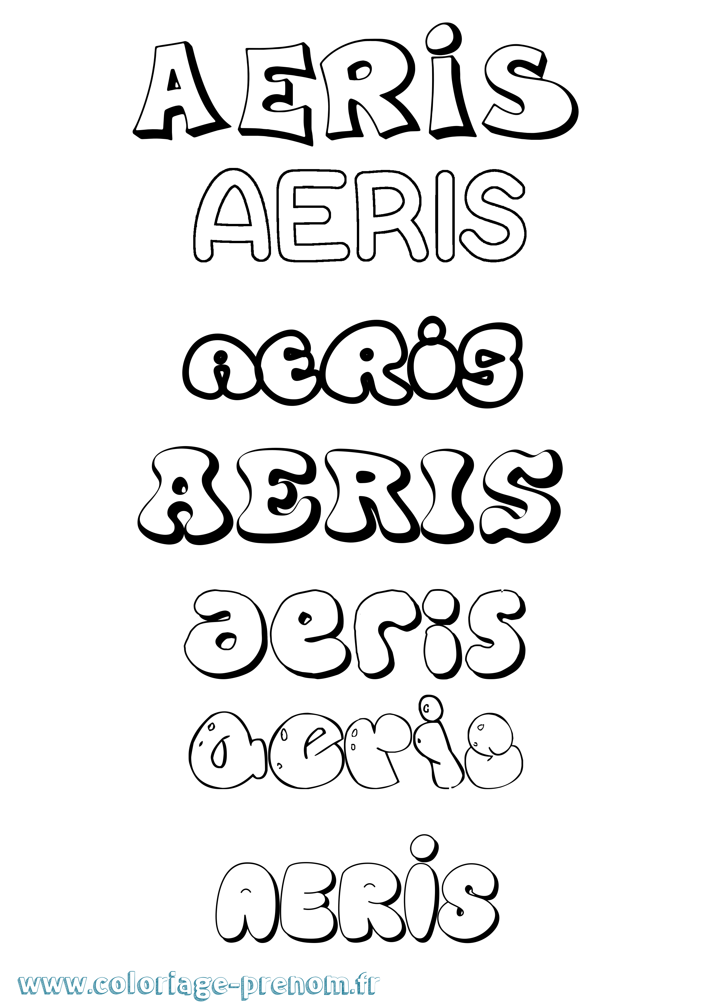 Coloriage prénom Aeris Bubble