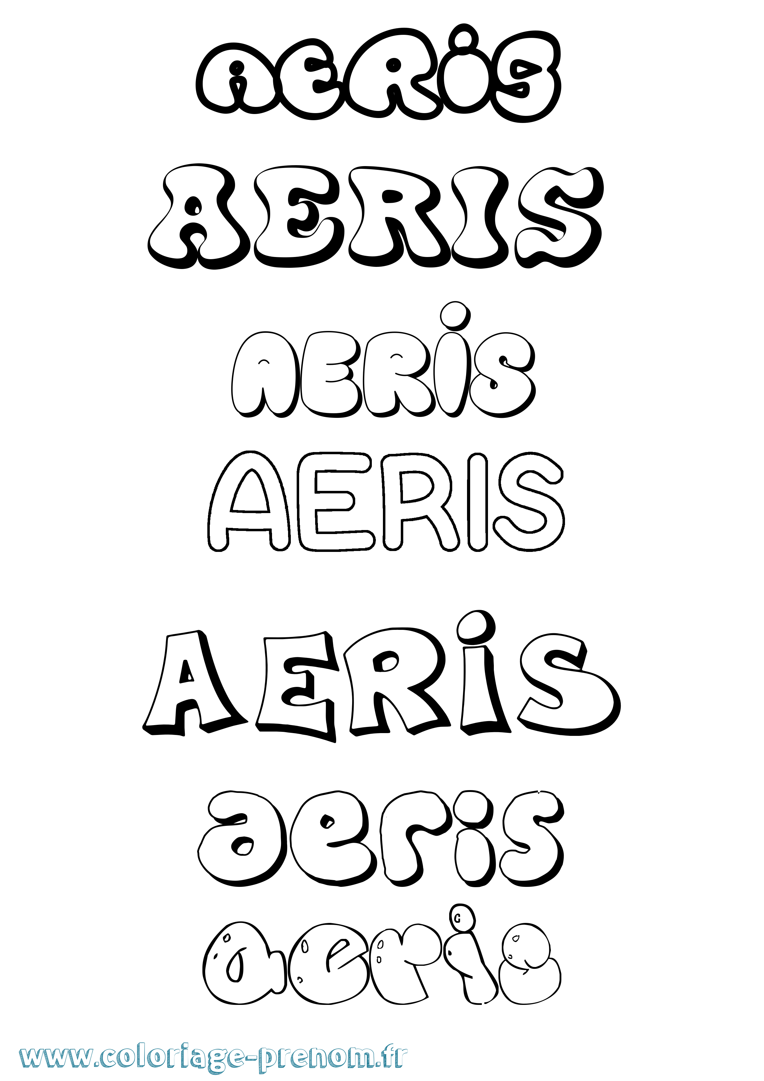 Coloriage Aeris Bubble Coloriage prénom Aeris Bubble