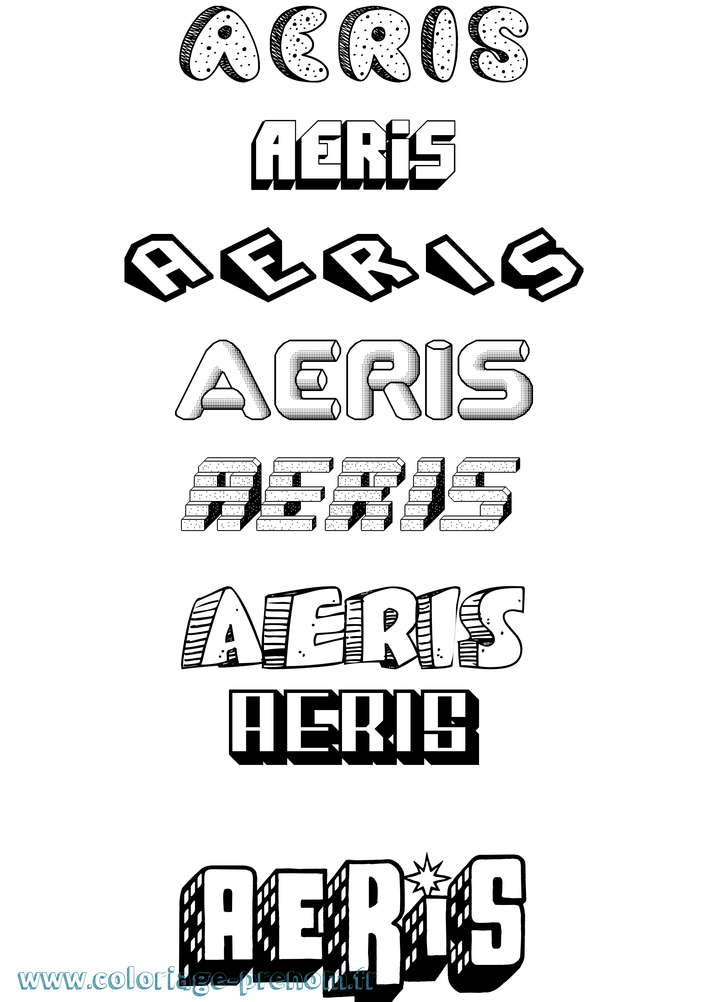 Coloriage Aeris Effet 3D Coloriage prénom Aeris Effet 3D