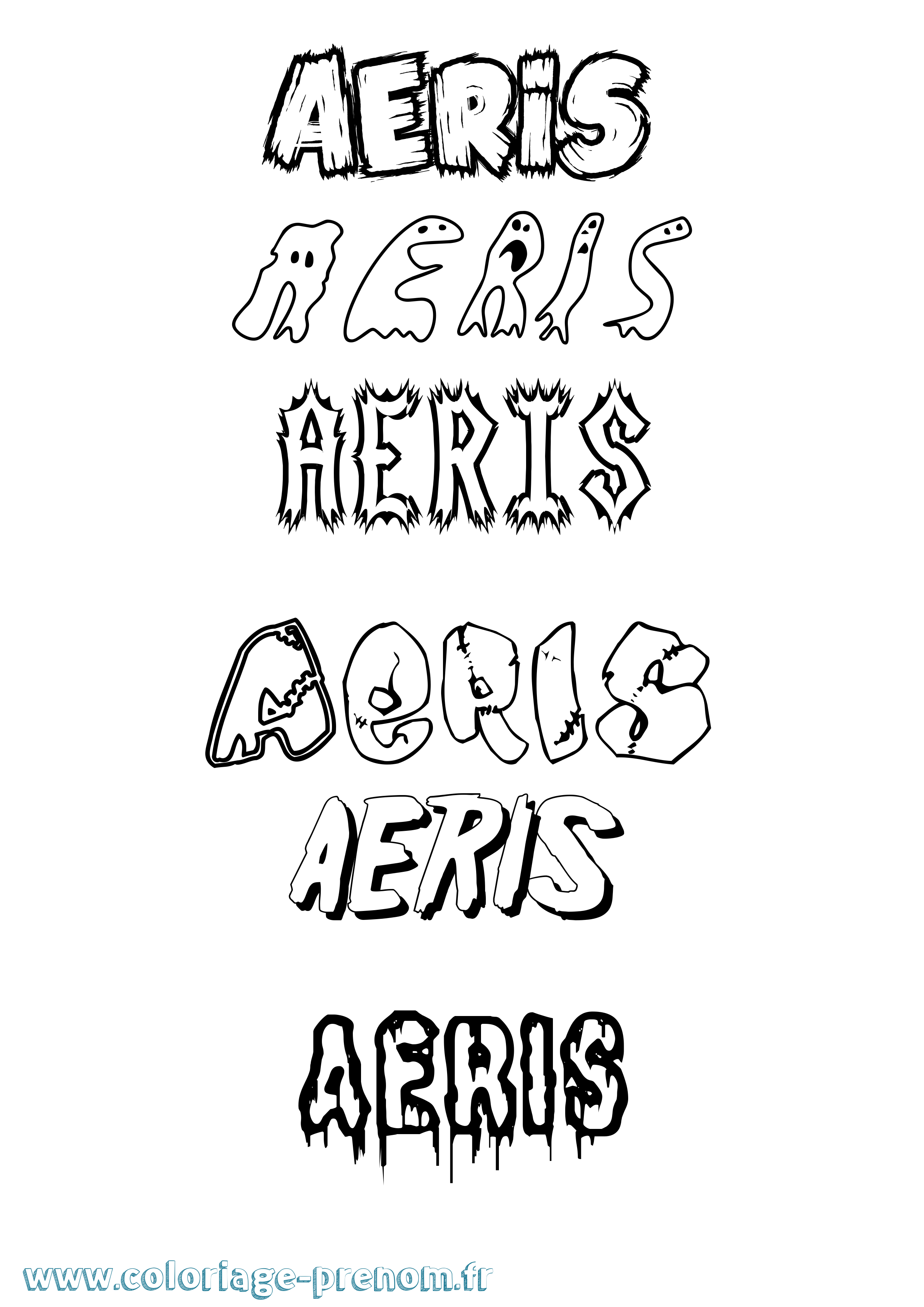 Coloriage Aeris Frisson Coloriage prénom Aeris Frisson