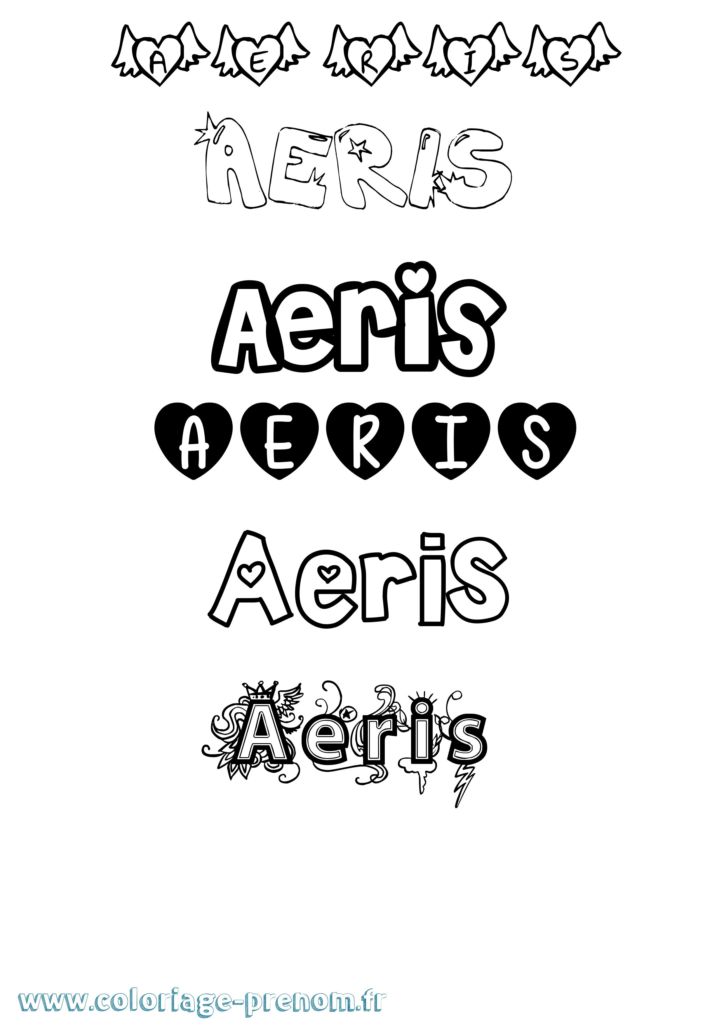 Coloriage Aeris Girly Coloriage prénom Aeris Girly