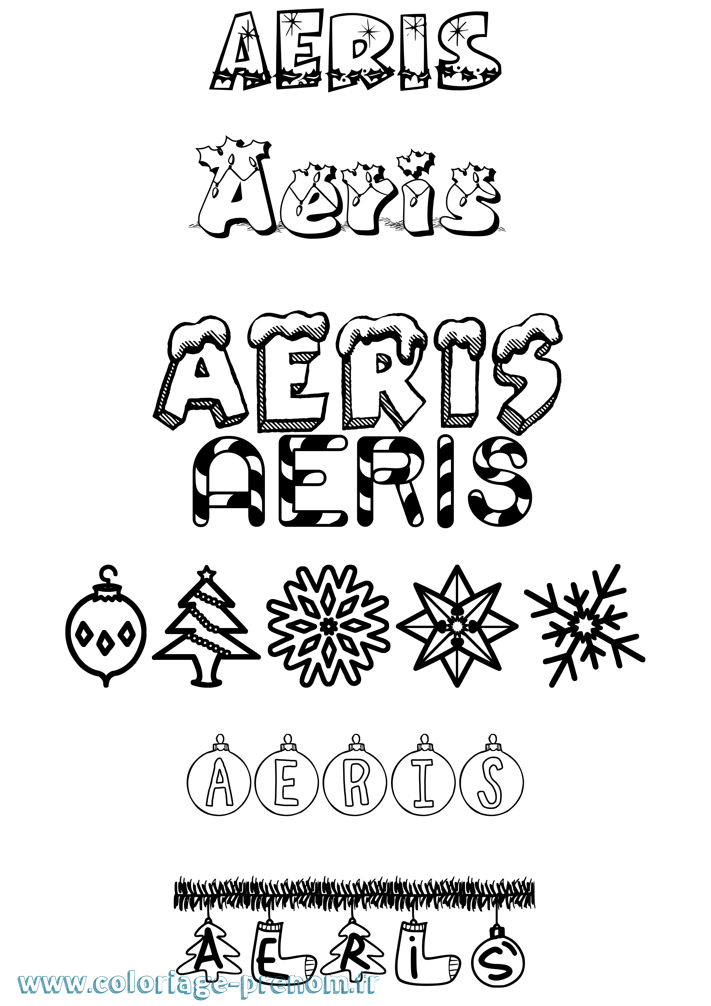 Coloriage Aeris Noël Coloriage prénom Aeris Noël