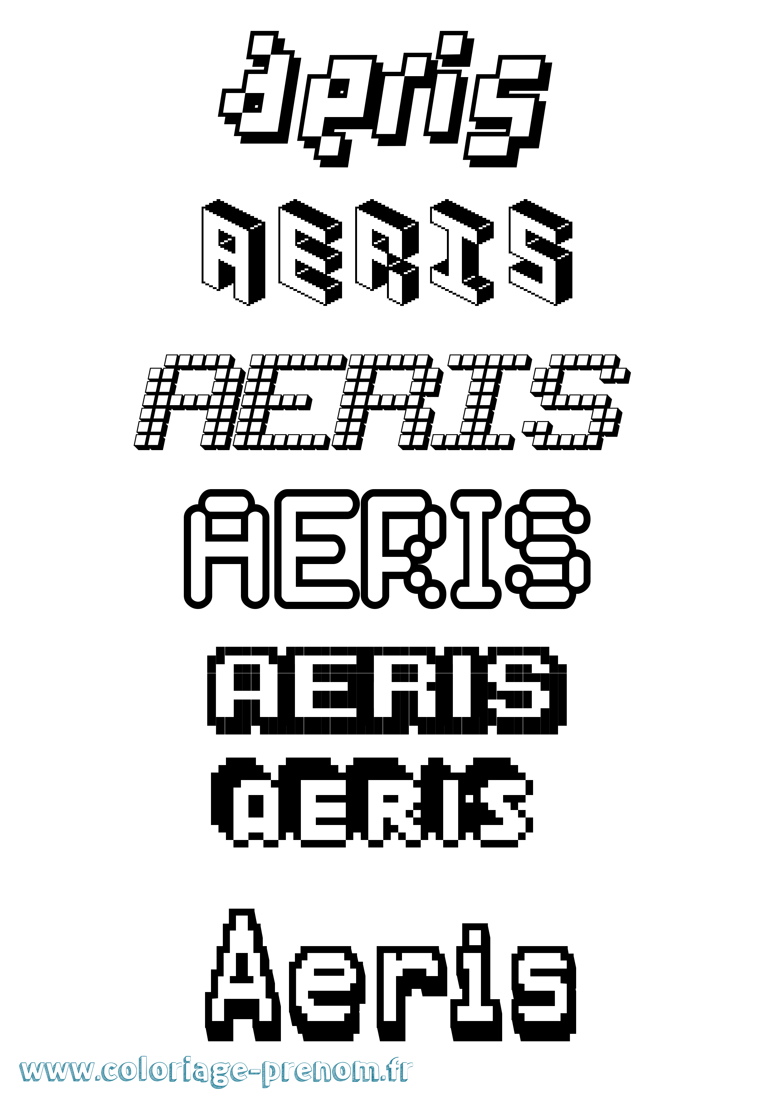 Coloriage prénom Aeris Pixel