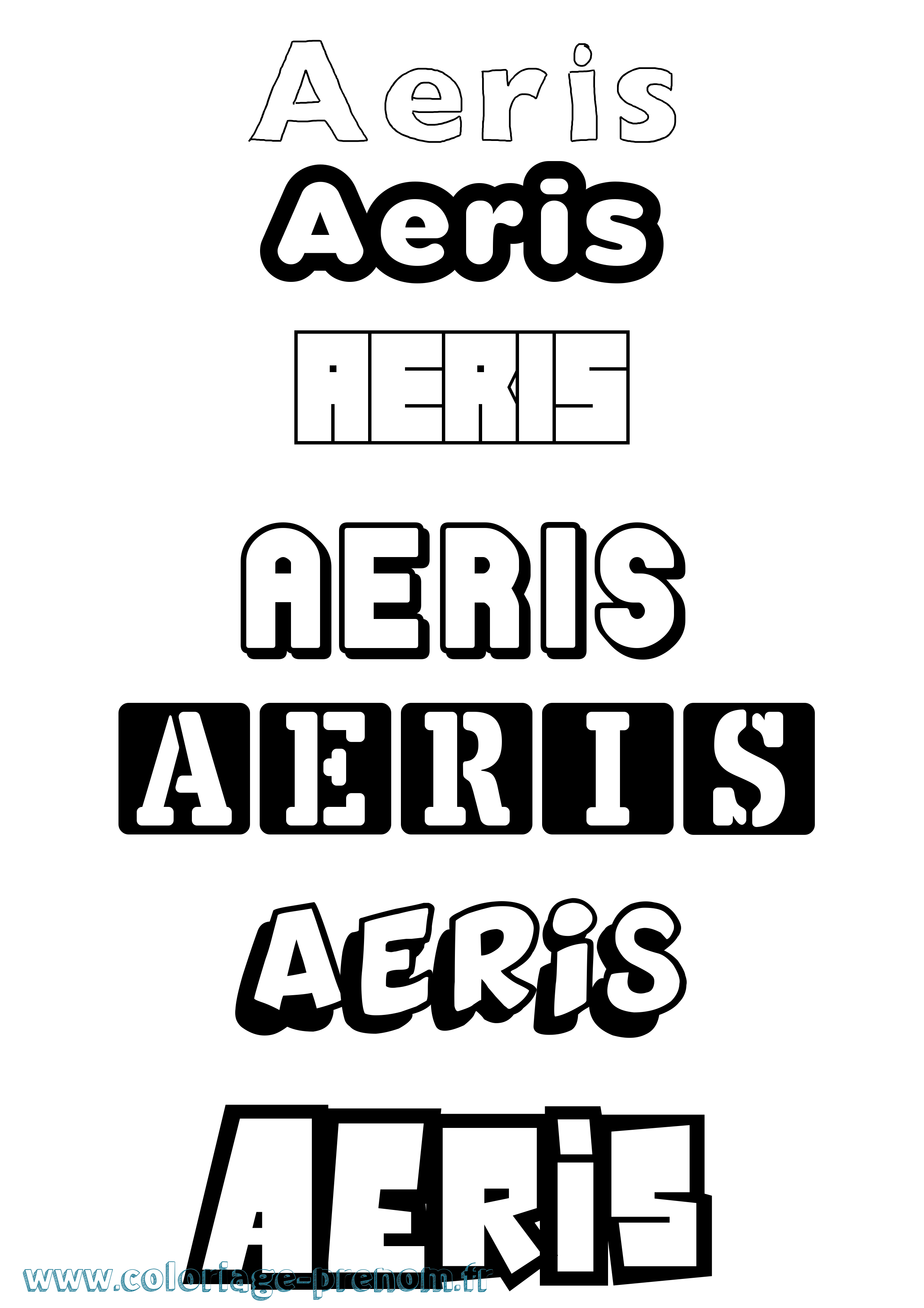 Coloriage prénom Aeris Simple