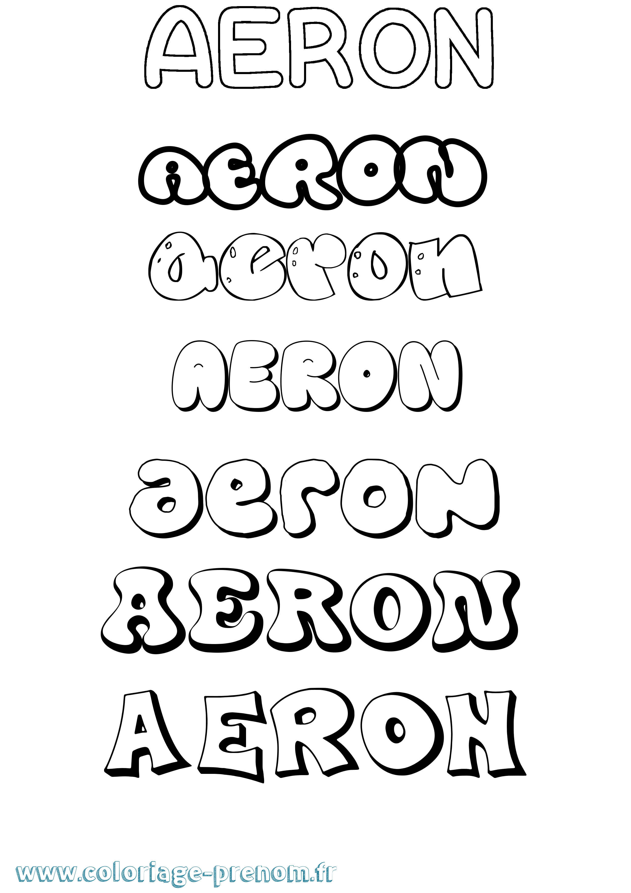 Coloriage prénom Aeron Bubble