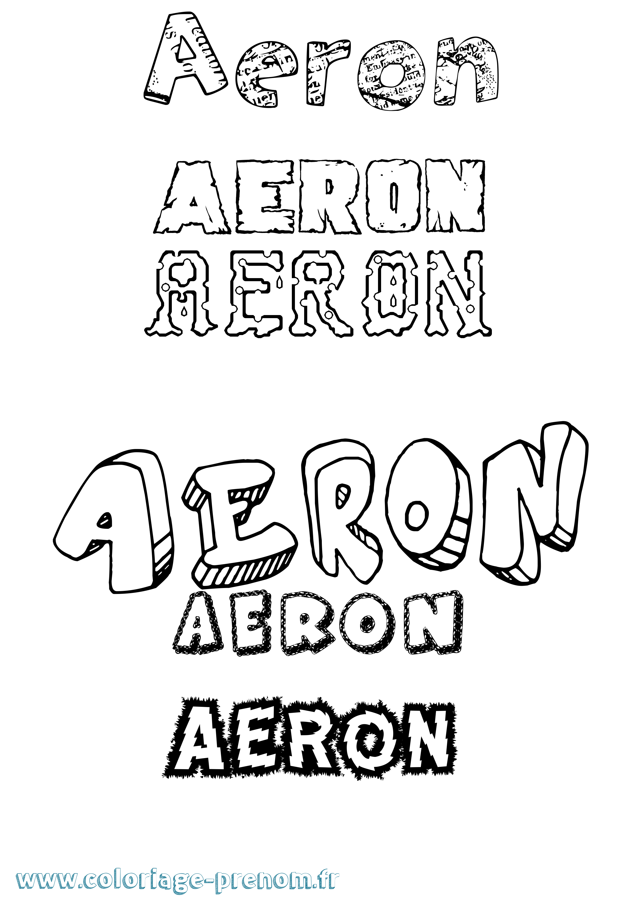 Coloriage prénom Aeron Destructuré