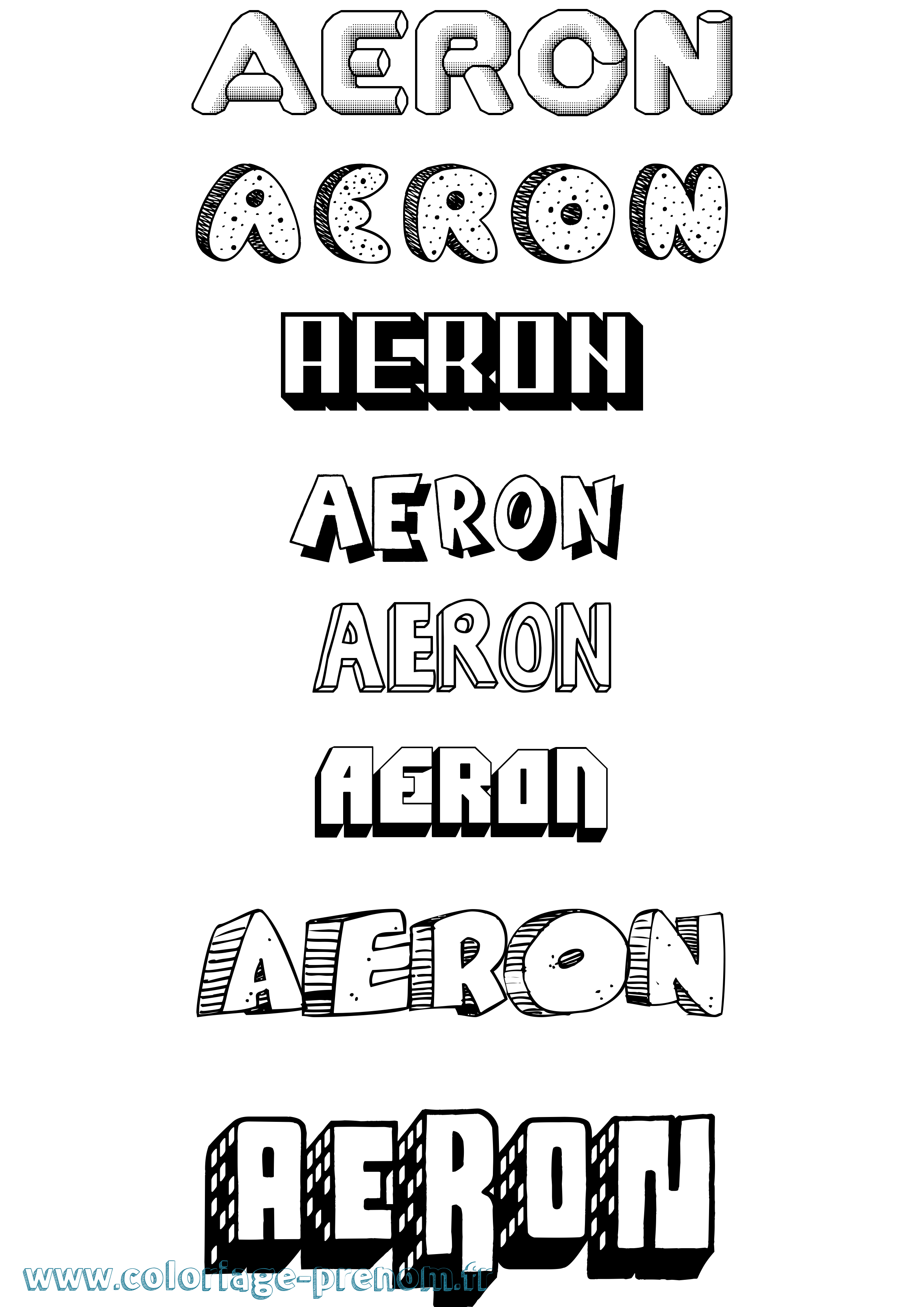 Coloriage prénom Aeron Effet 3D
