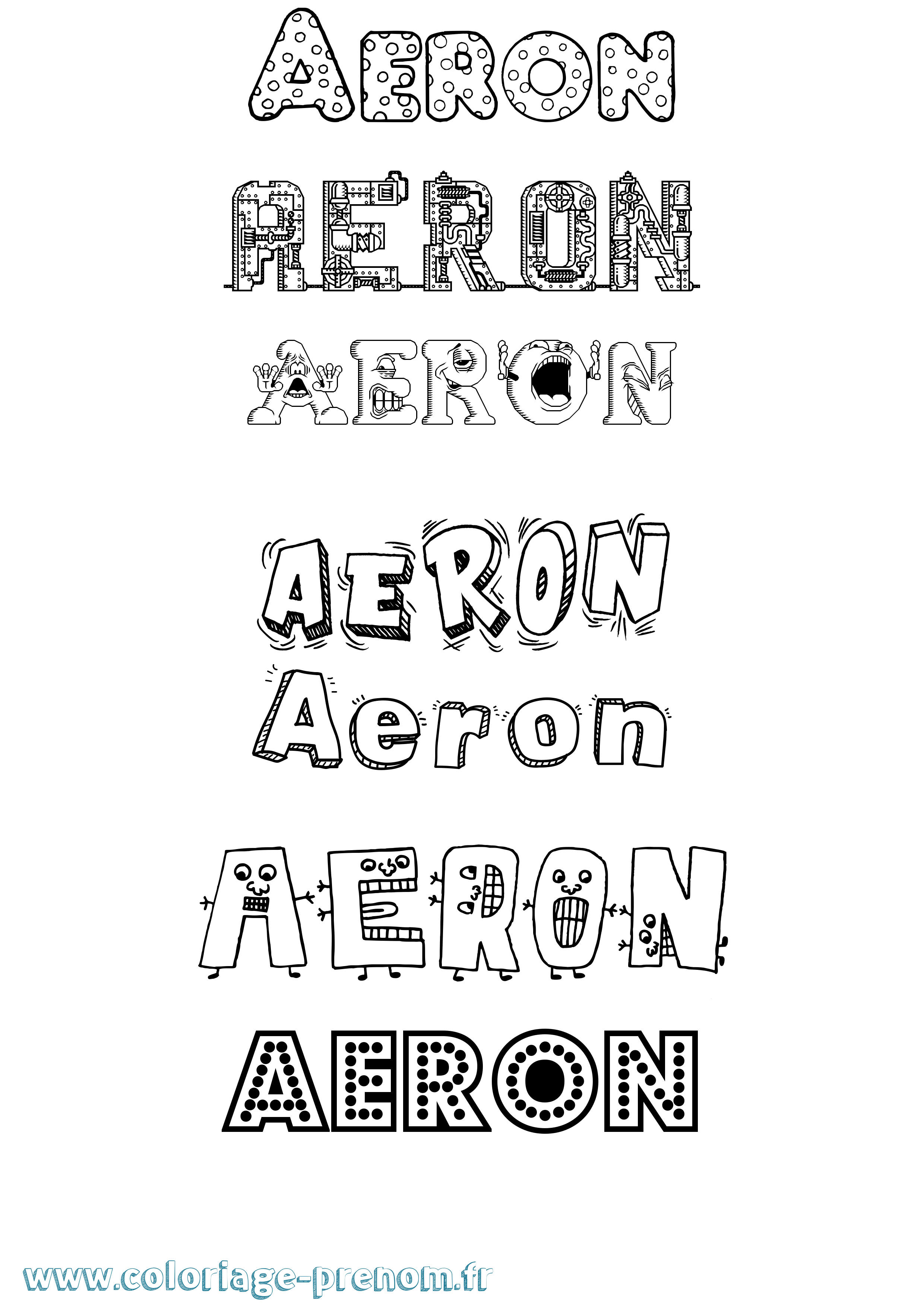 Coloriage prénom Aeron Fun