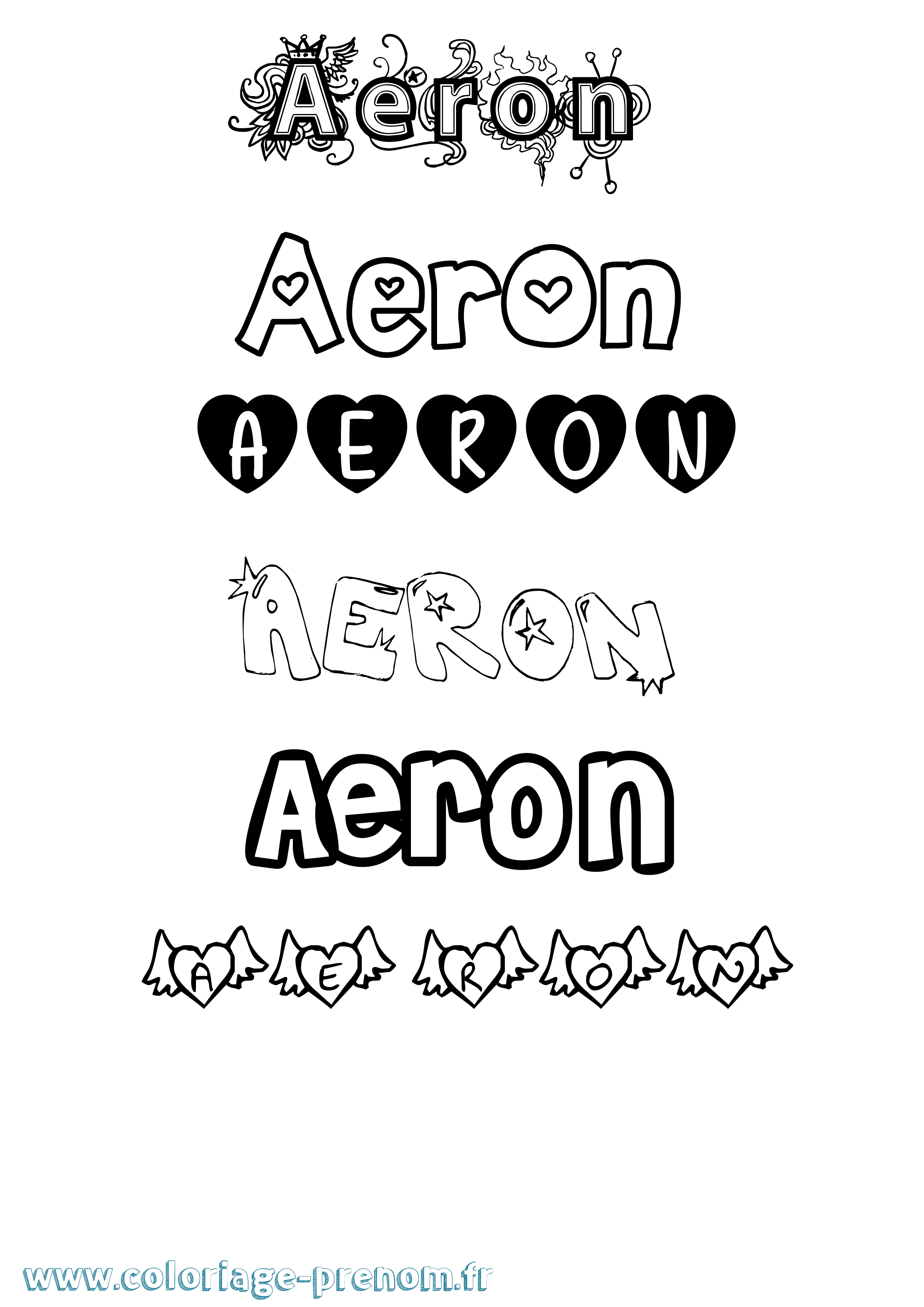 Coloriage prénom Aeron Girly