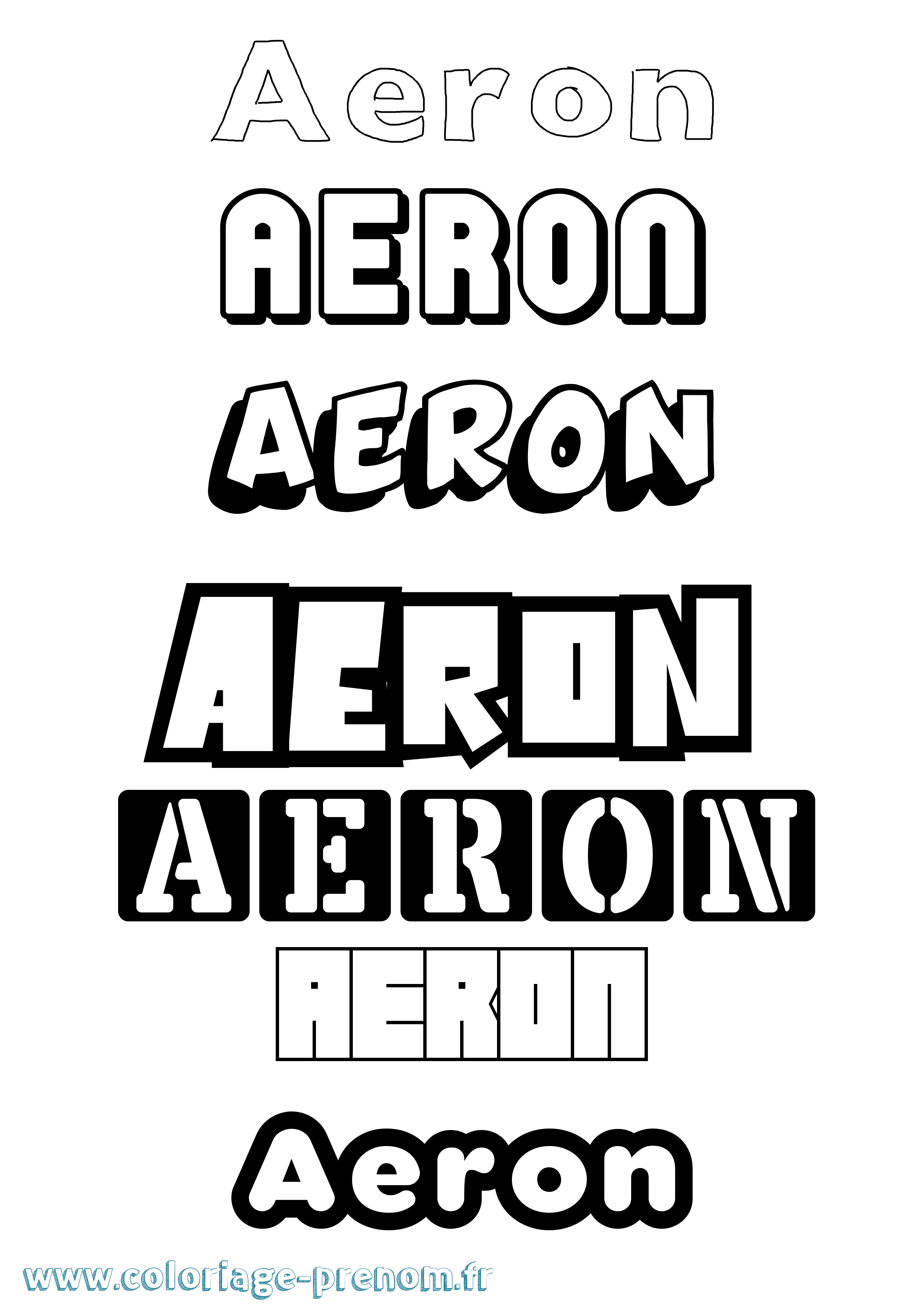 Coloriage prénom Aeron Simple