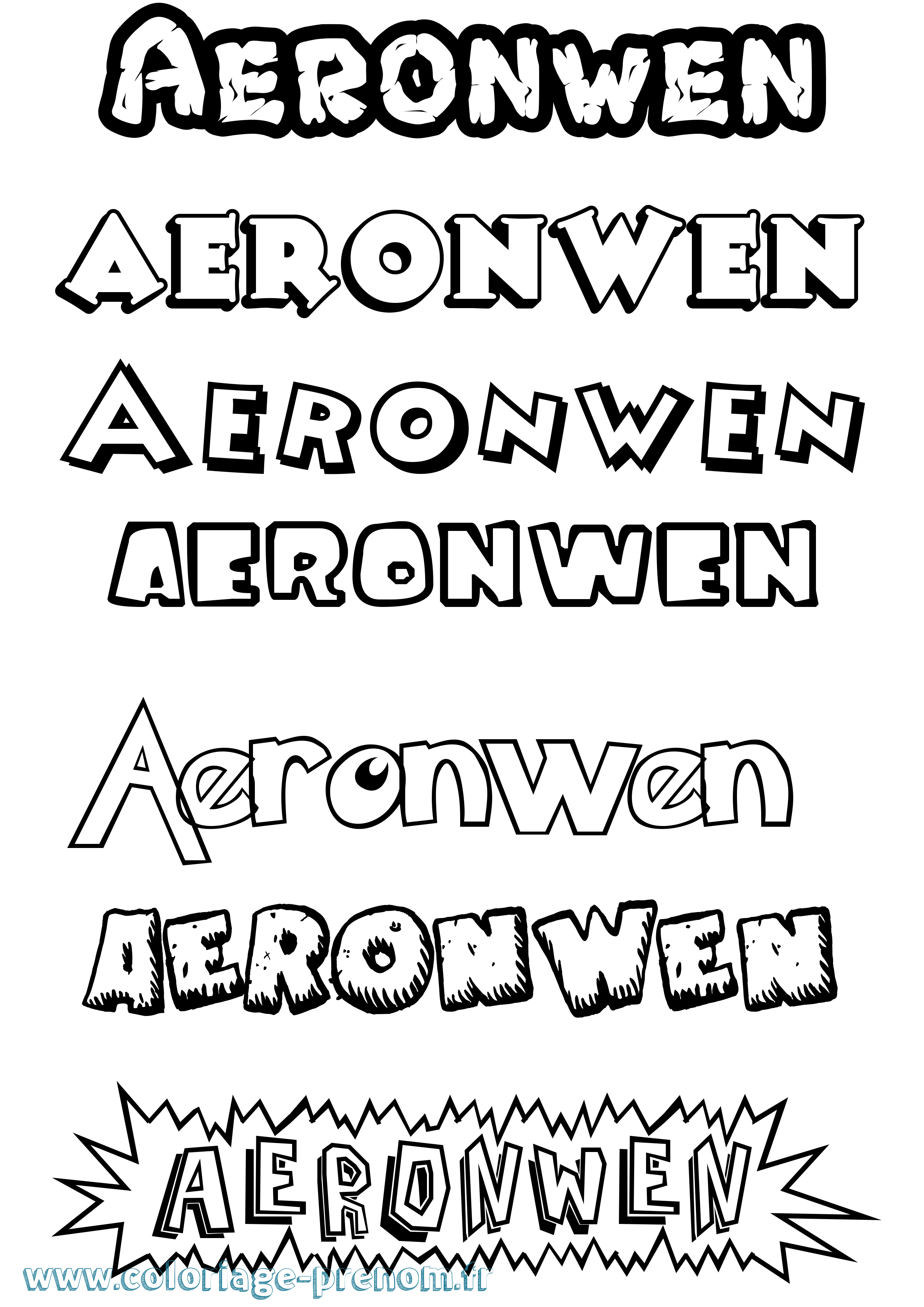 Coloriage prénom Aeronwen Dessin Animé
