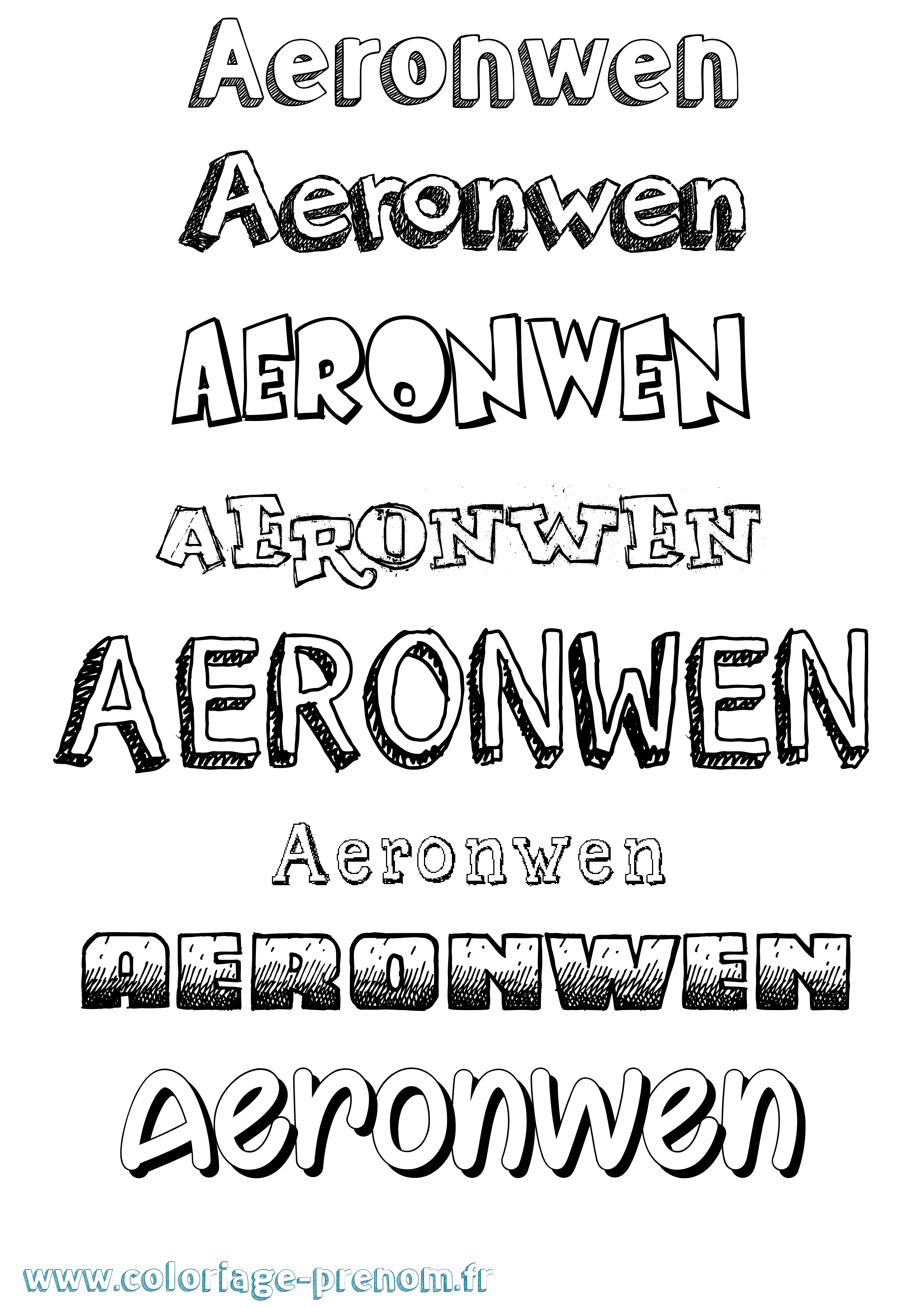 Coloriage prénom Aeronwen Dessiné
