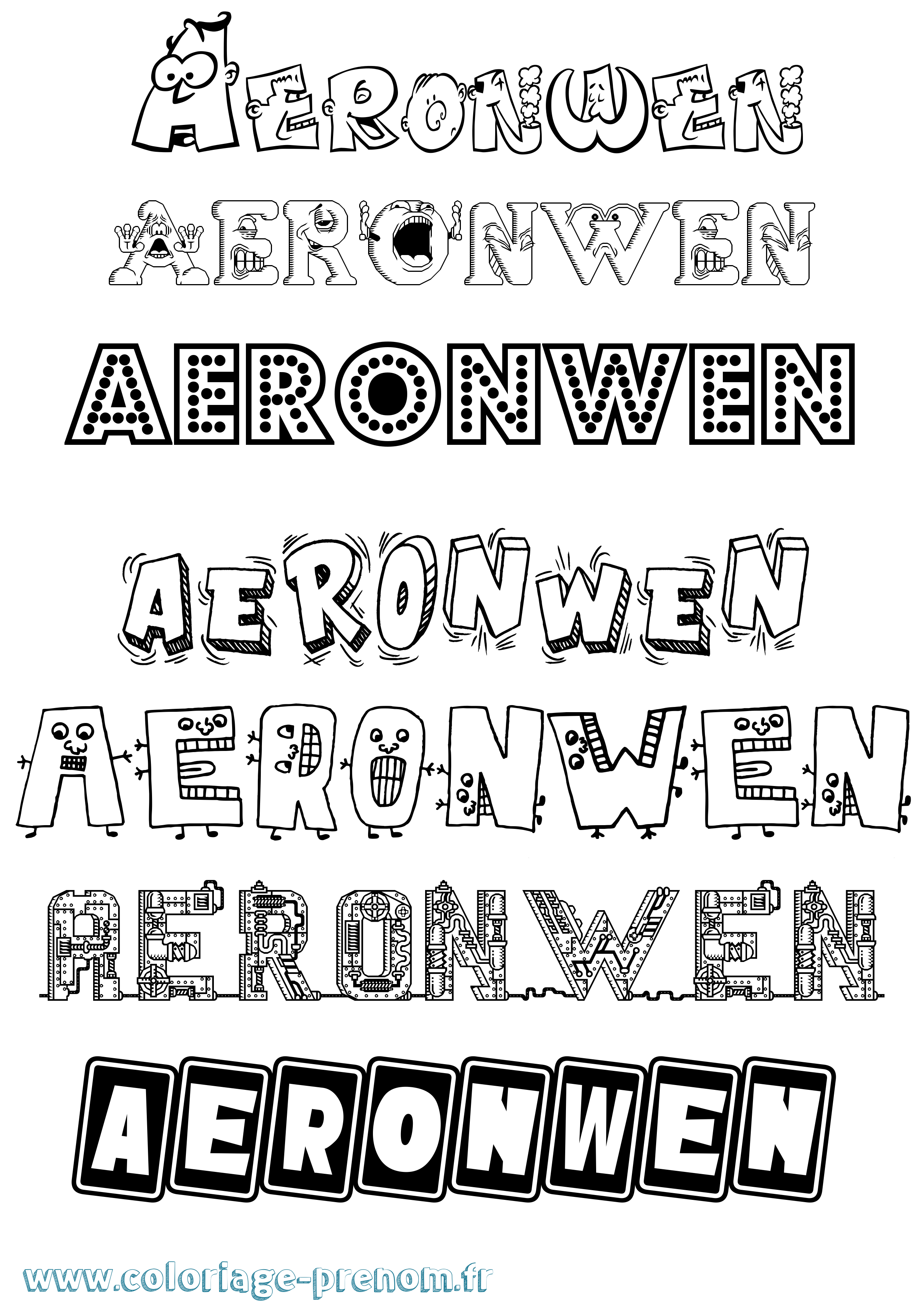 Coloriage prénom Aeronwen Fun