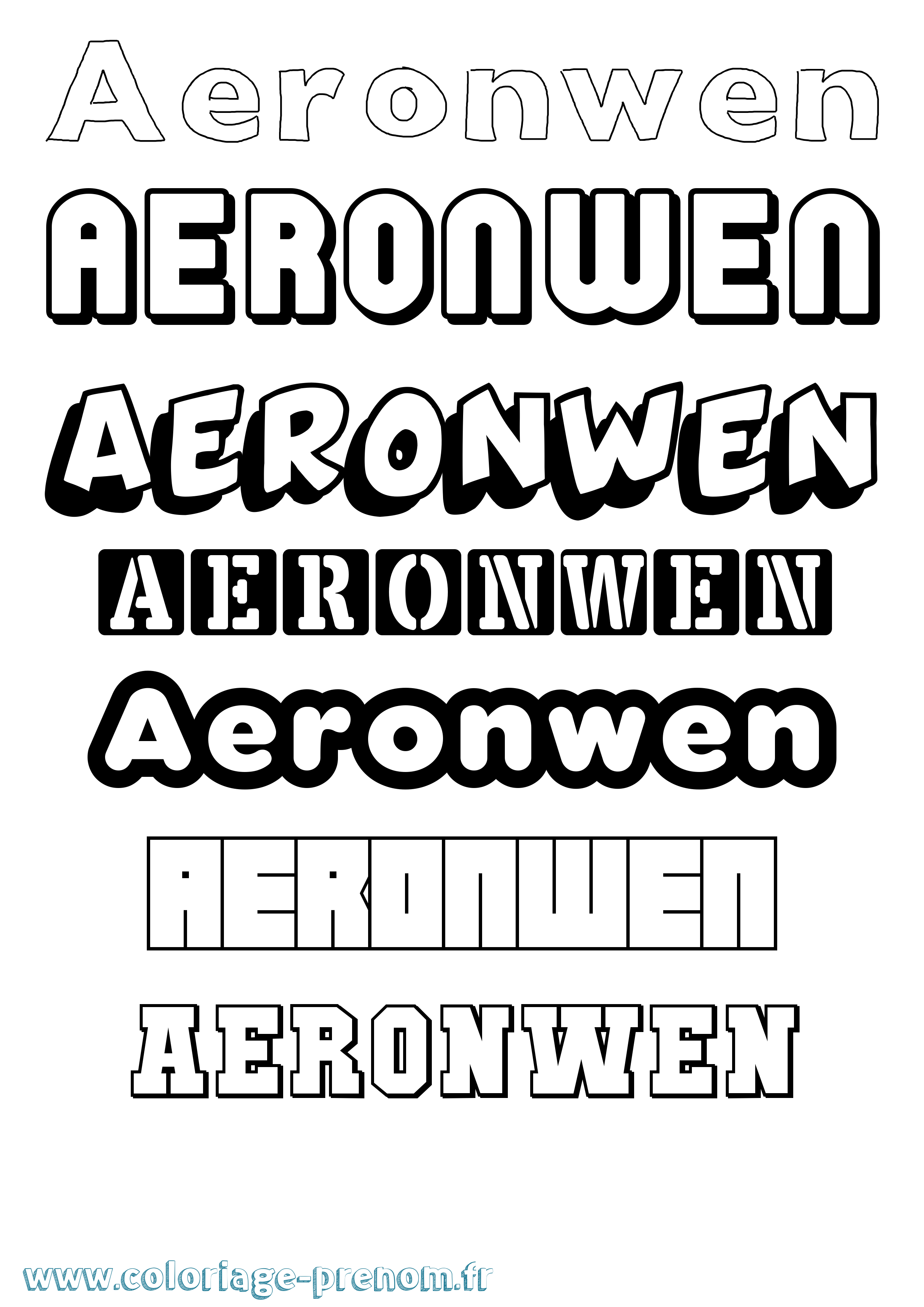 Coloriage prénom Aeronwen Simple