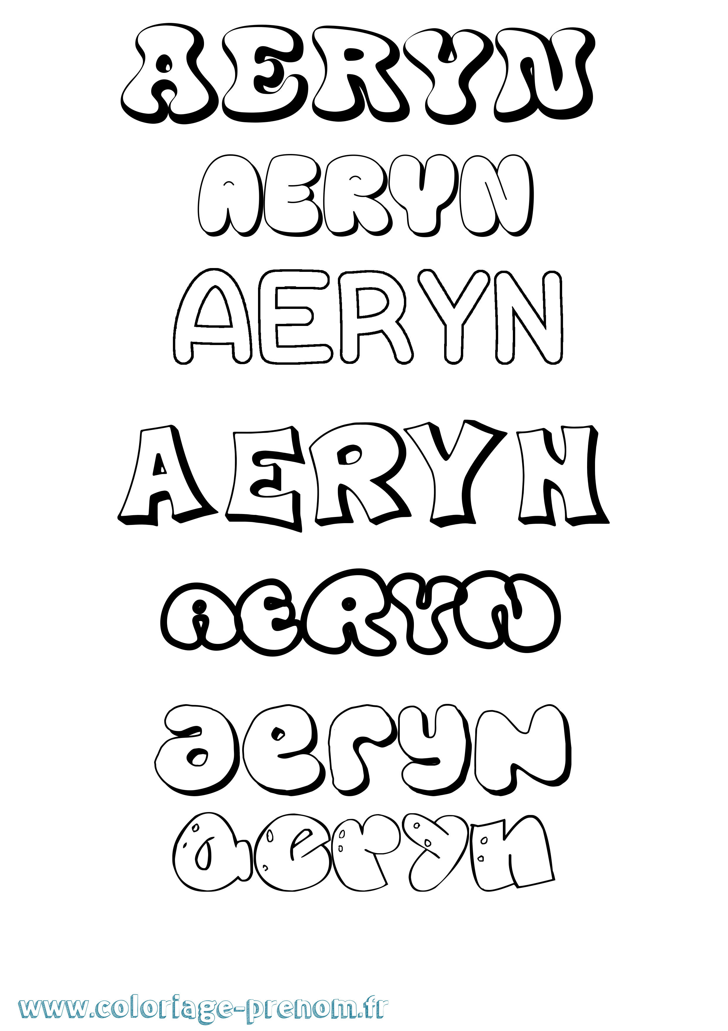 Coloriage prénom Aeryn Bubble