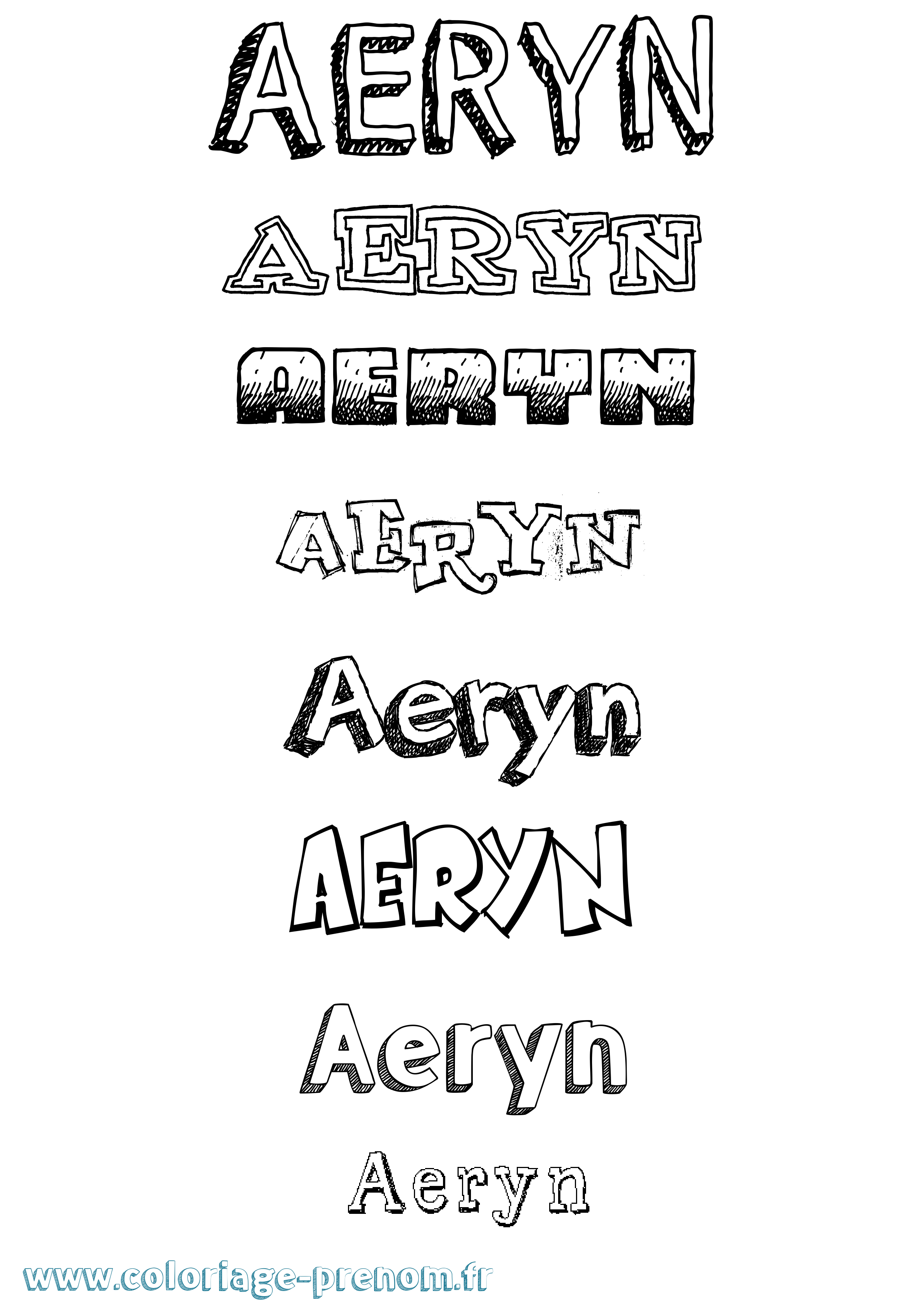 Coloriage prénom Aeryn Dessiné