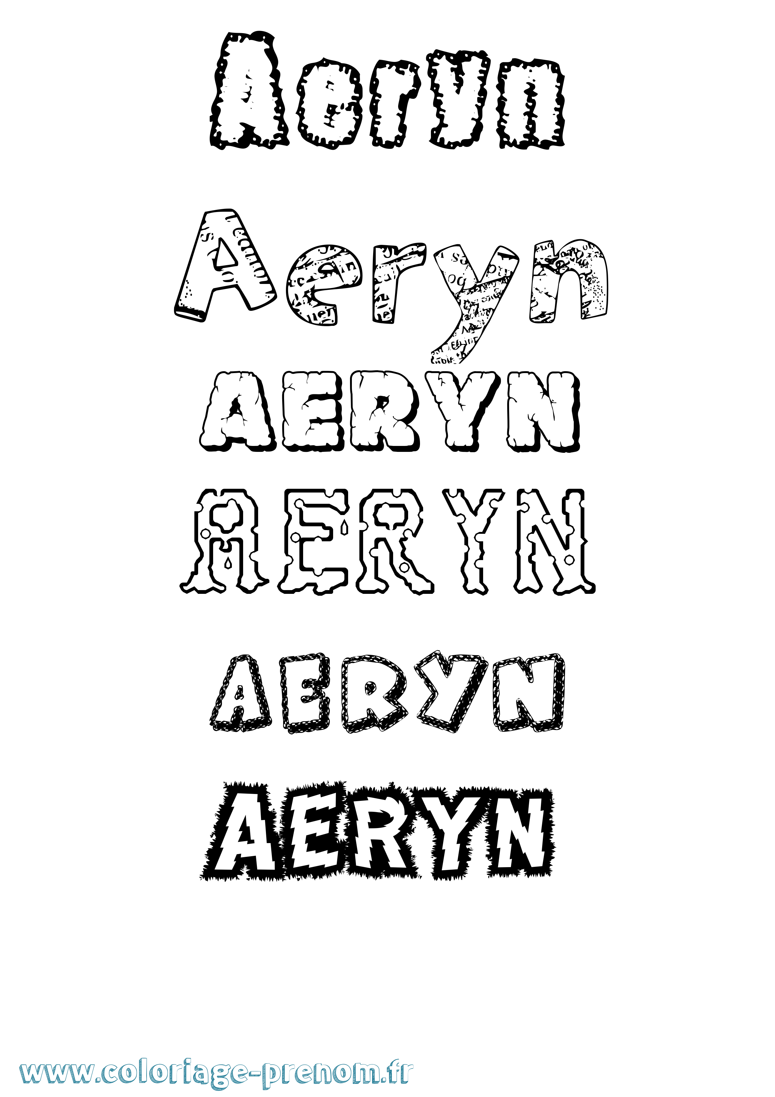 Coloriage prénom Aeryn Destructuré