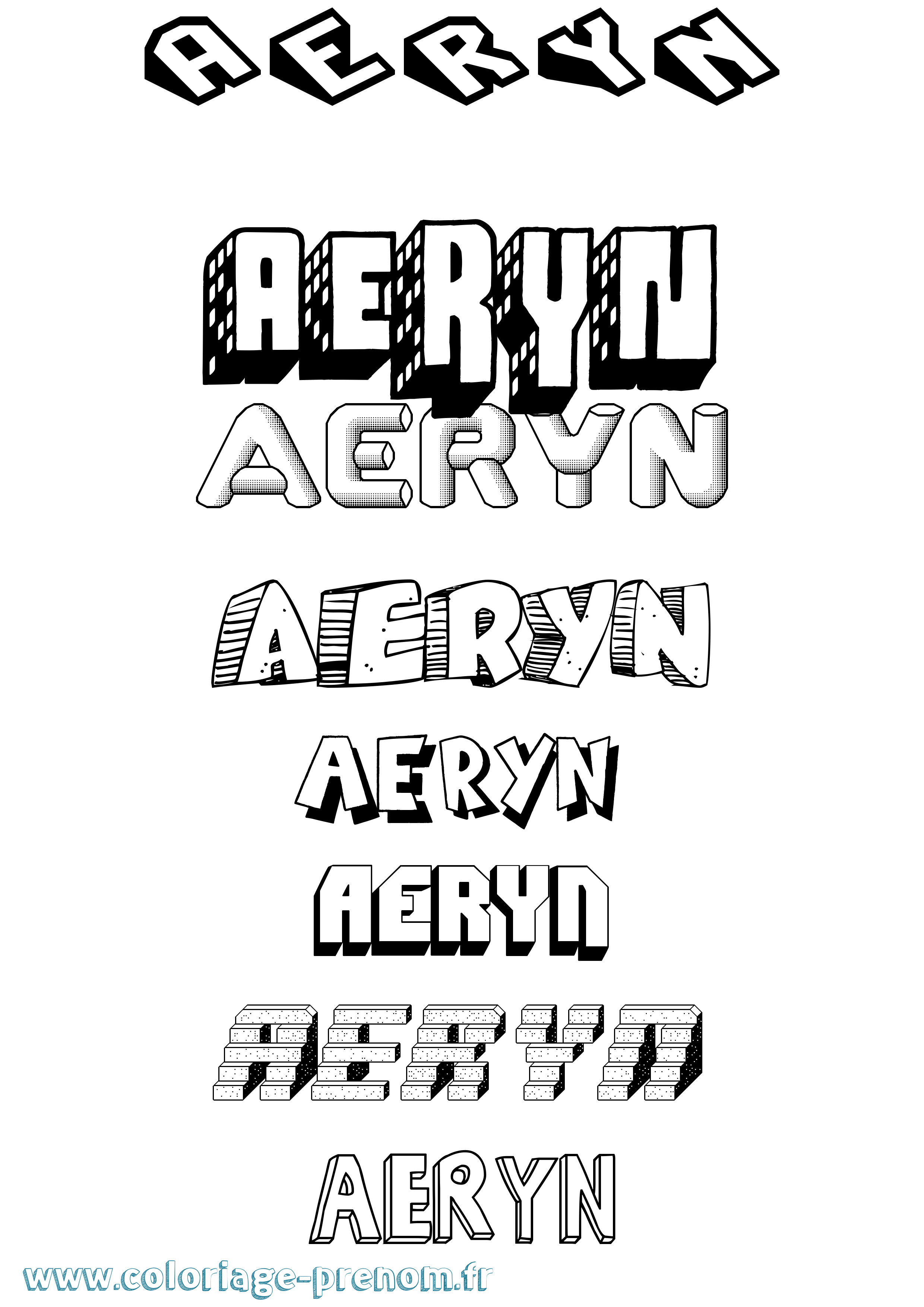 Coloriage prénom Aeryn Effet 3D