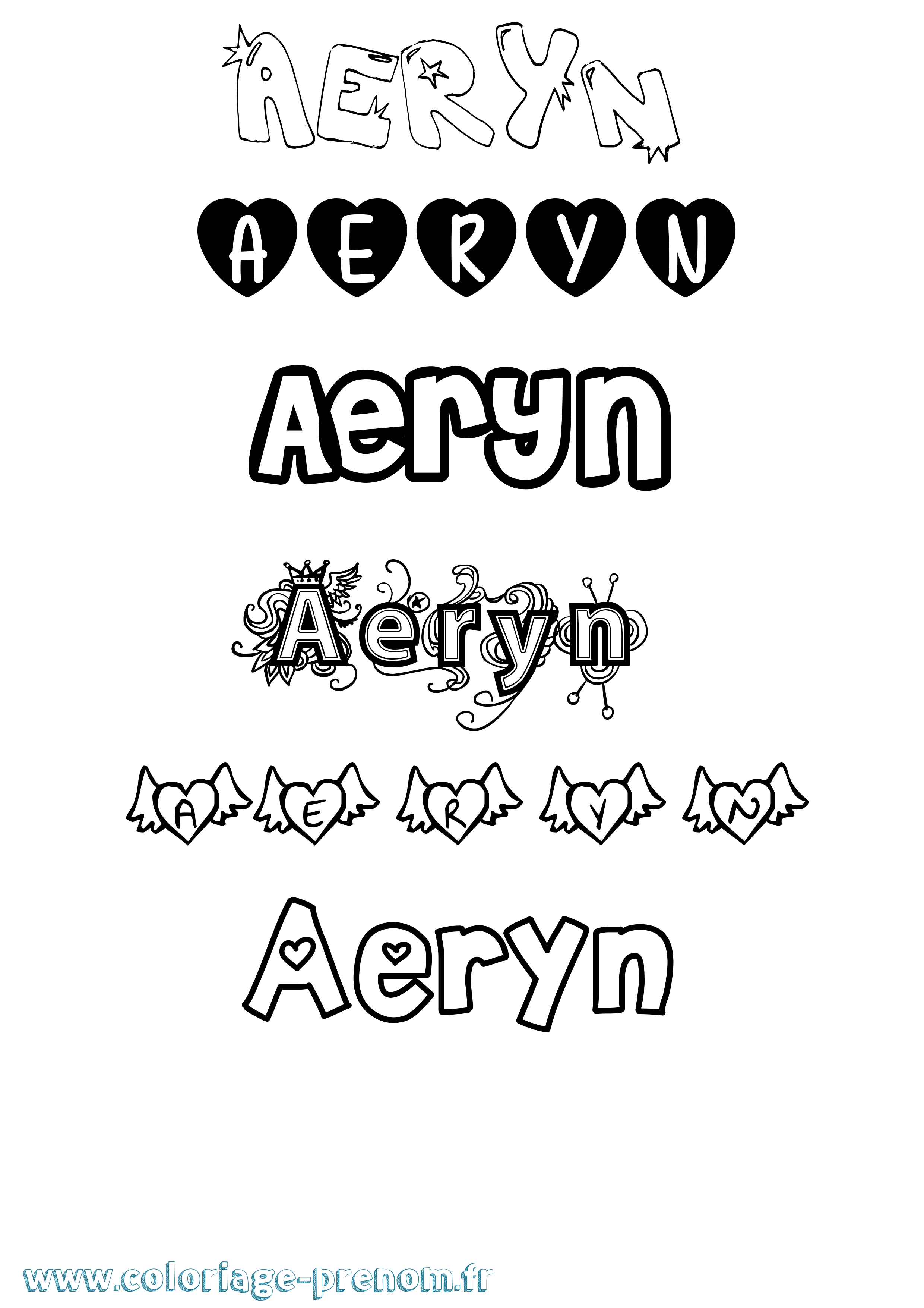 Coloriage prénom Aeryn Girly