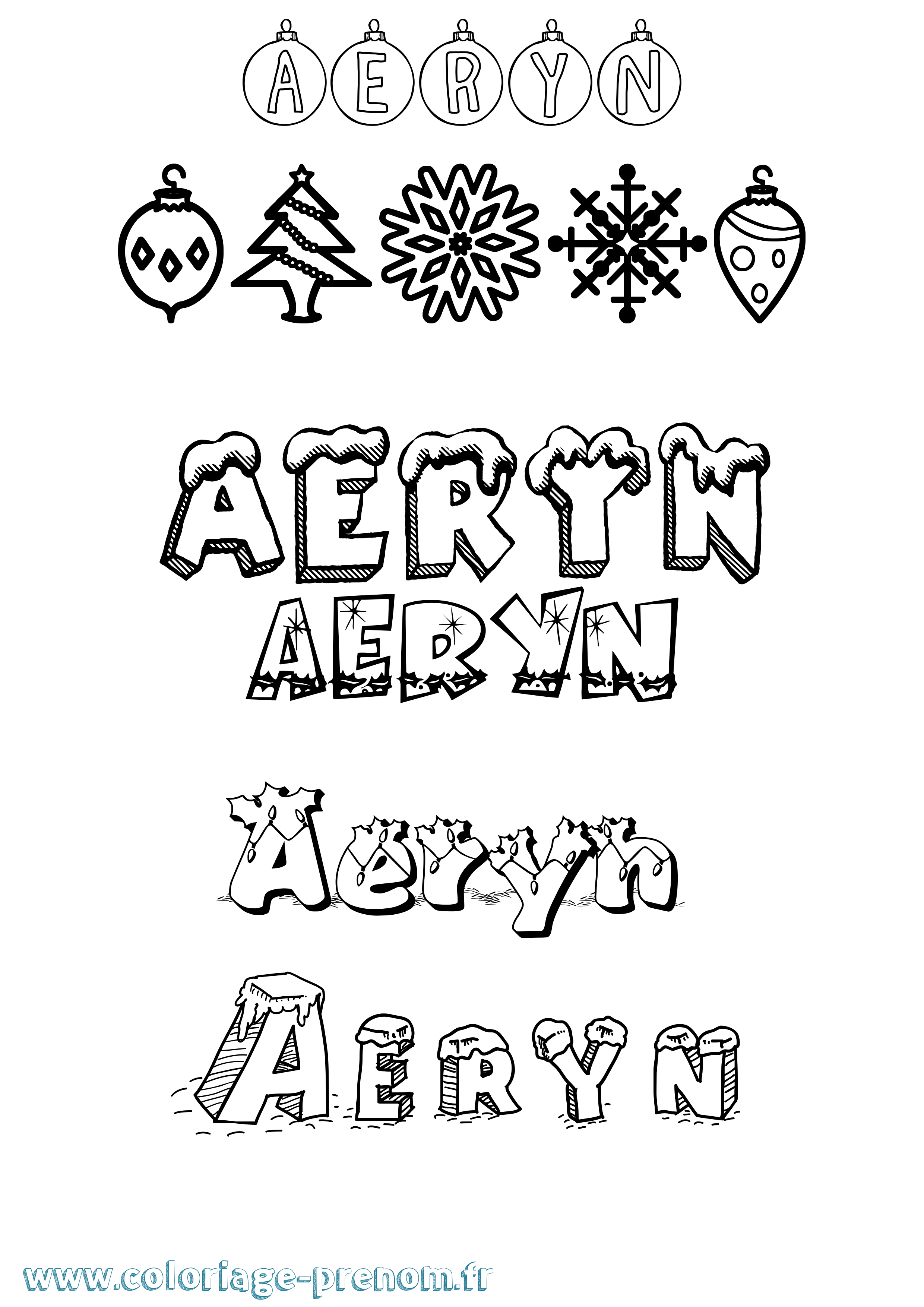 Coloriage prénom Aeryn Noël
