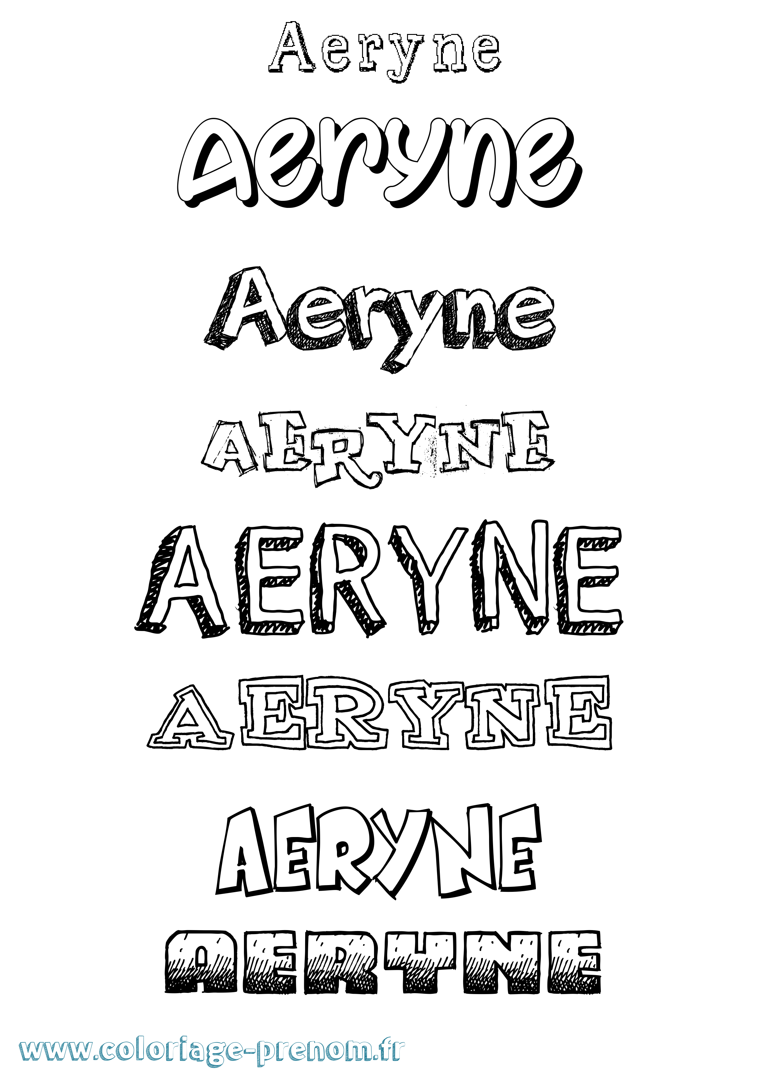 Coloriage prénom Aeryne Dessiné
