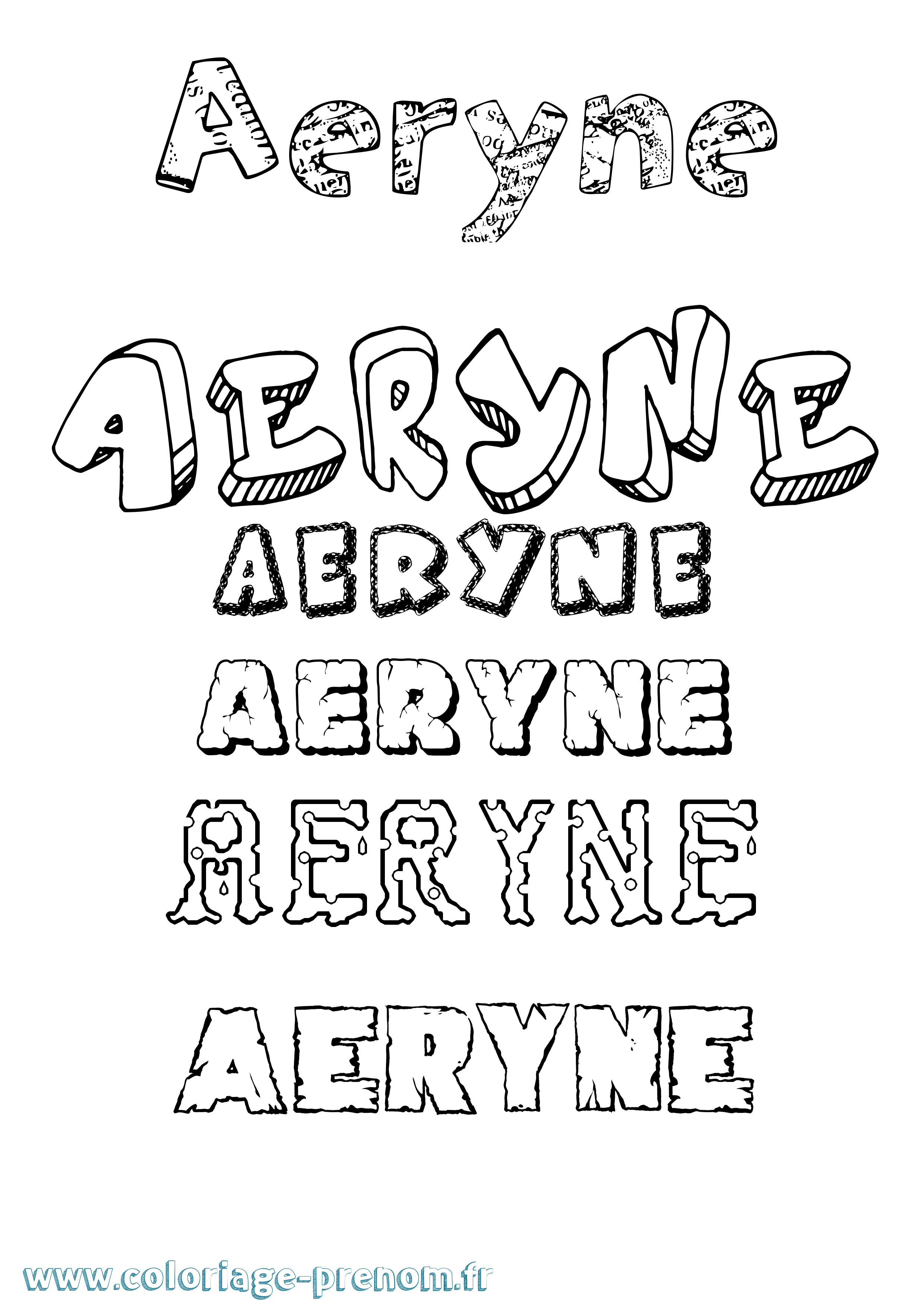 Coloriage prénom Aeryne Destructuré