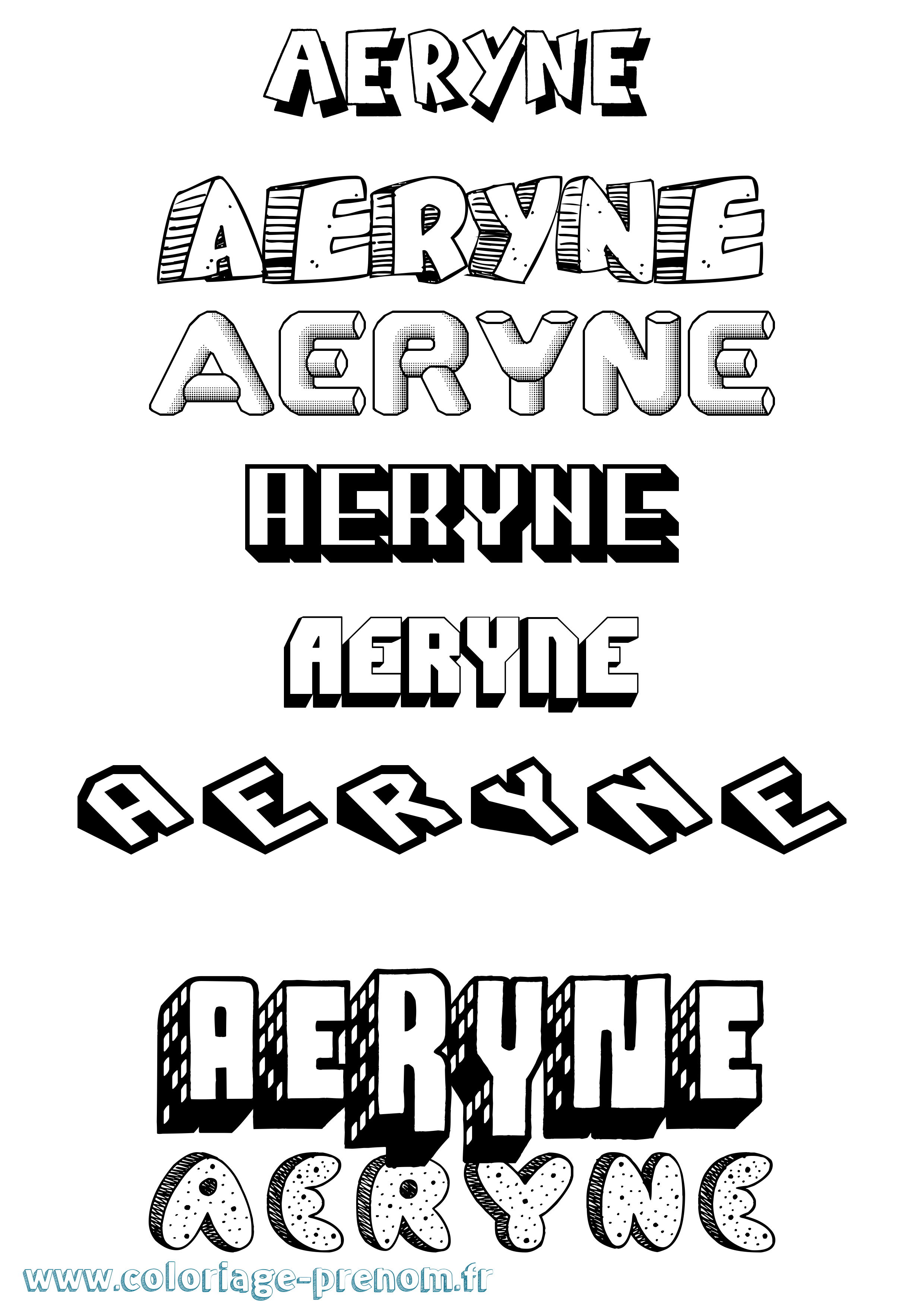 Coloriage prénom Aeryne Effet 3D