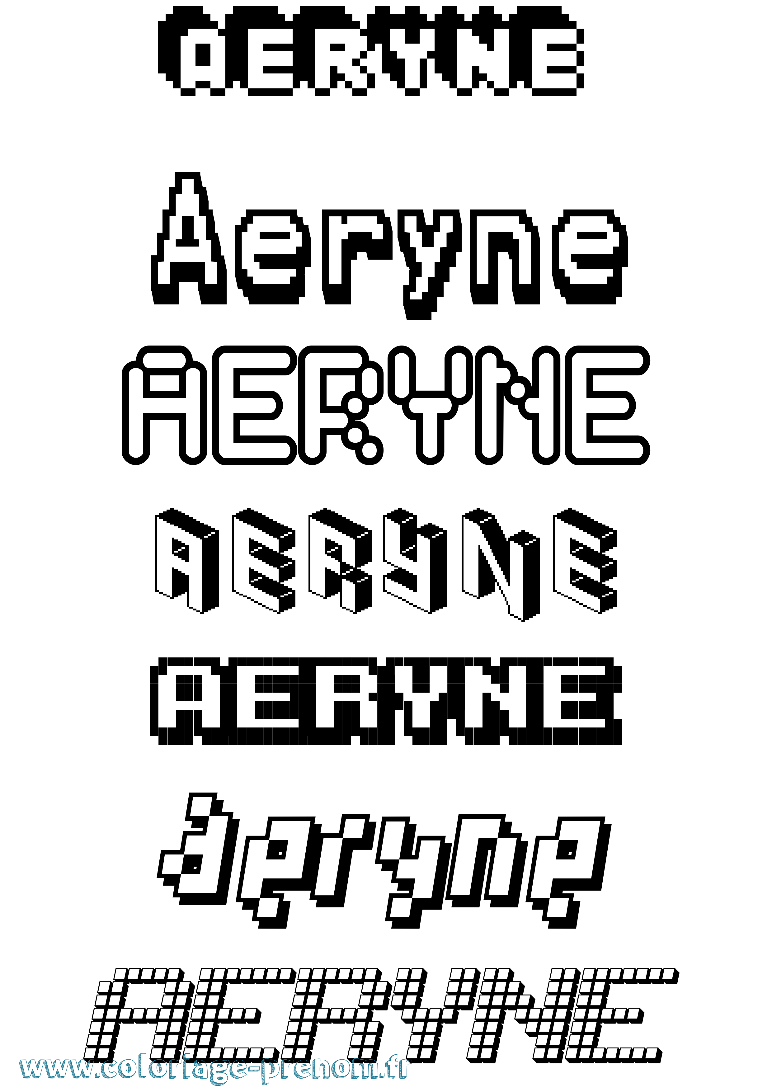 Coloriage prénom Aeryne Pixel