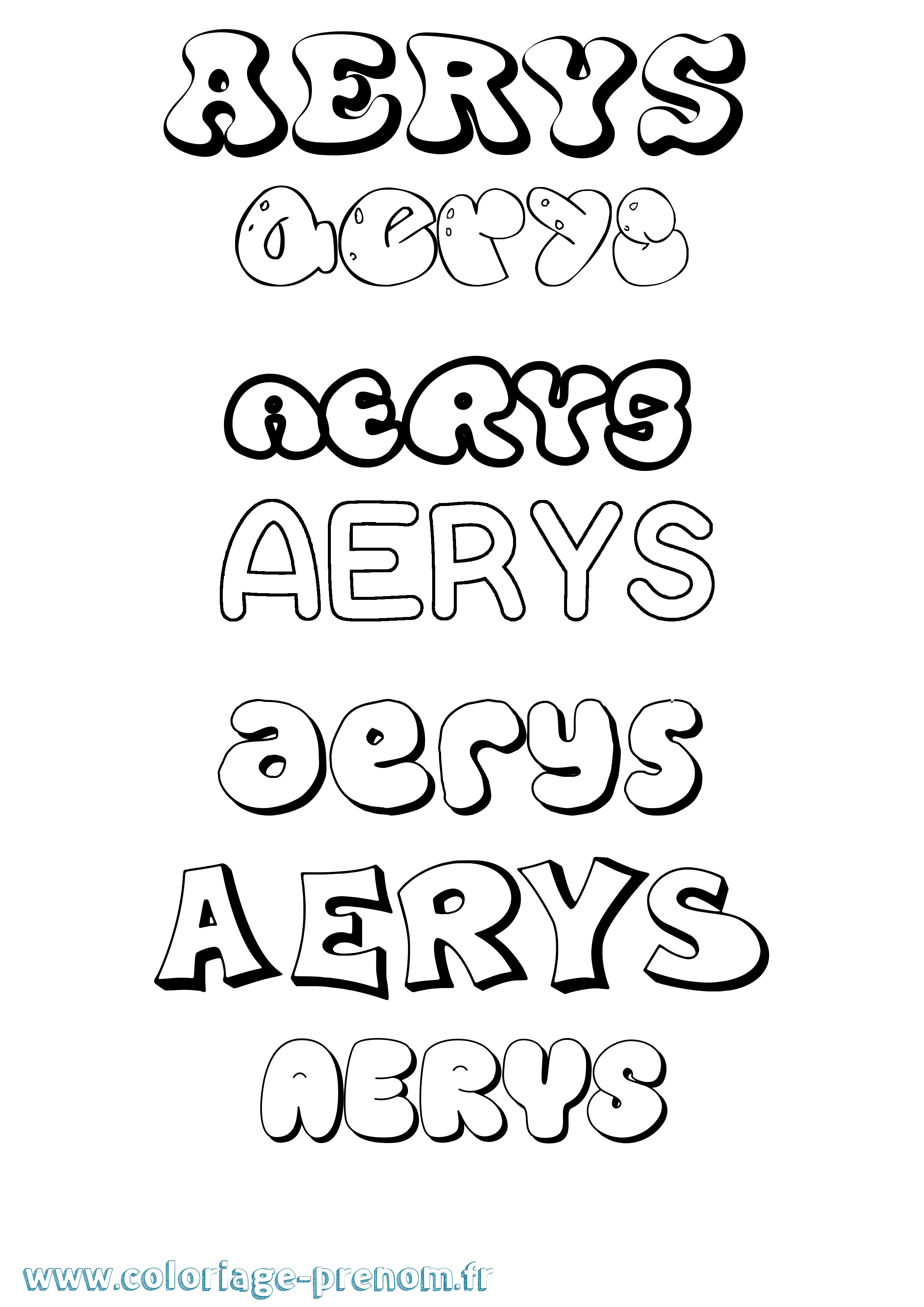 Coloriage prénom Aerys Bubble