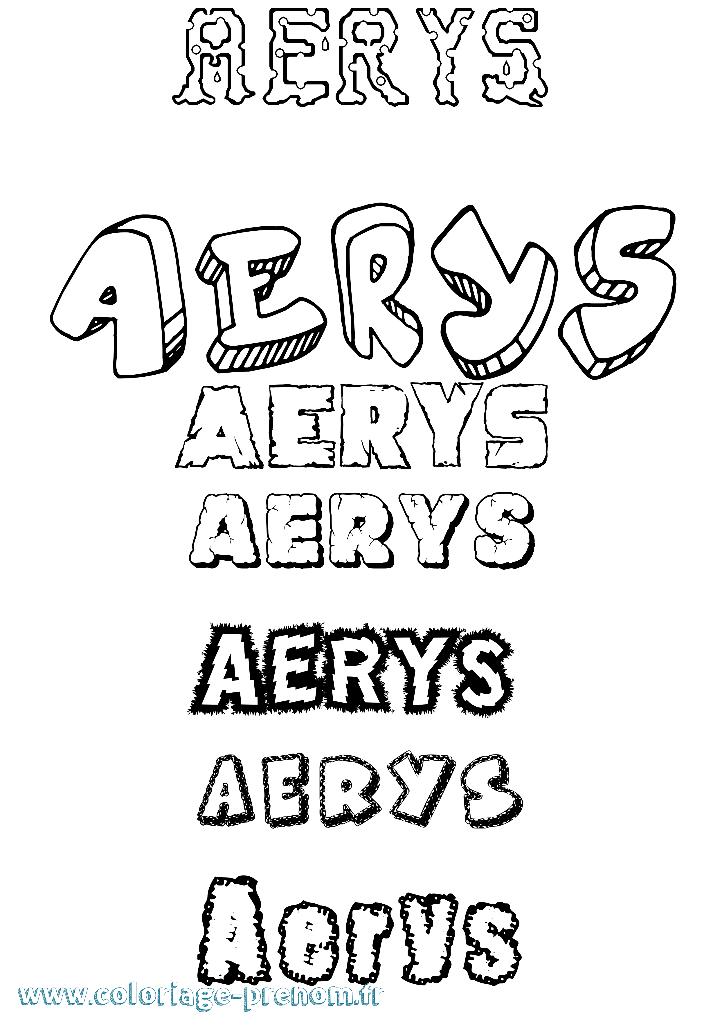 Coloriage prénom Aerys Destructuré
