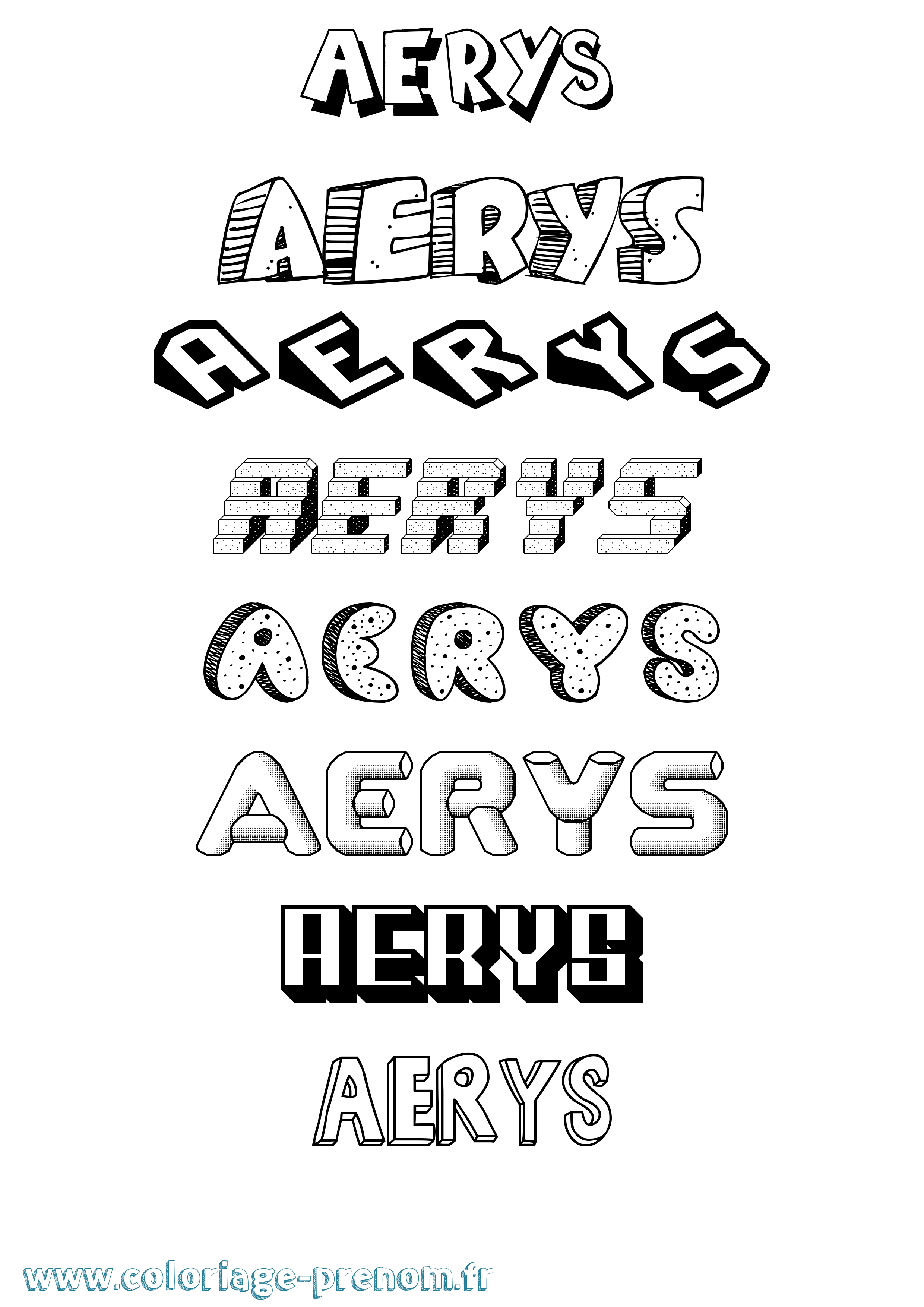 Coloriage prénom Aerys Effet 3D