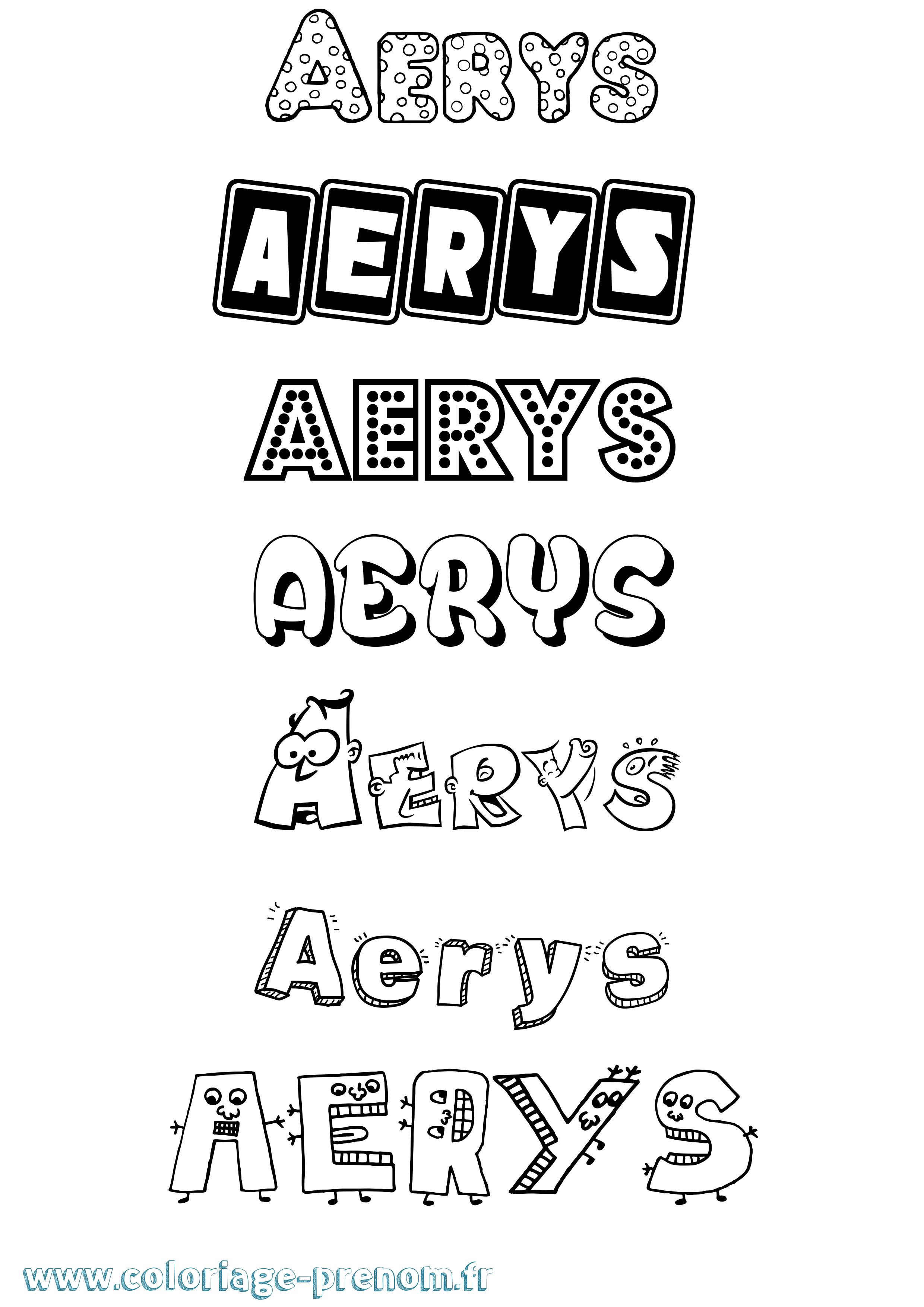Coloriage prénom Aerys Fun