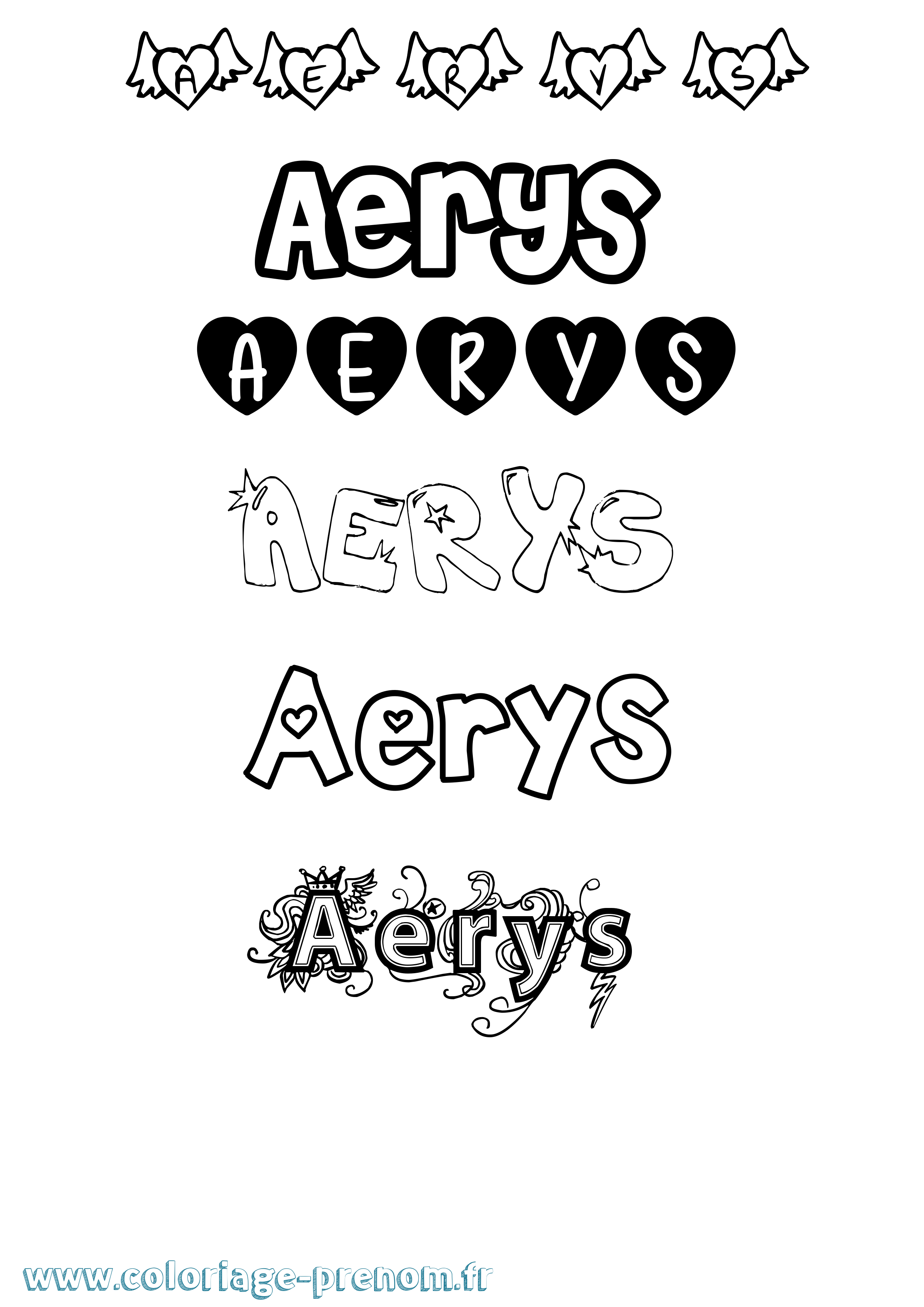 Coloriage prénom Aerys Girly