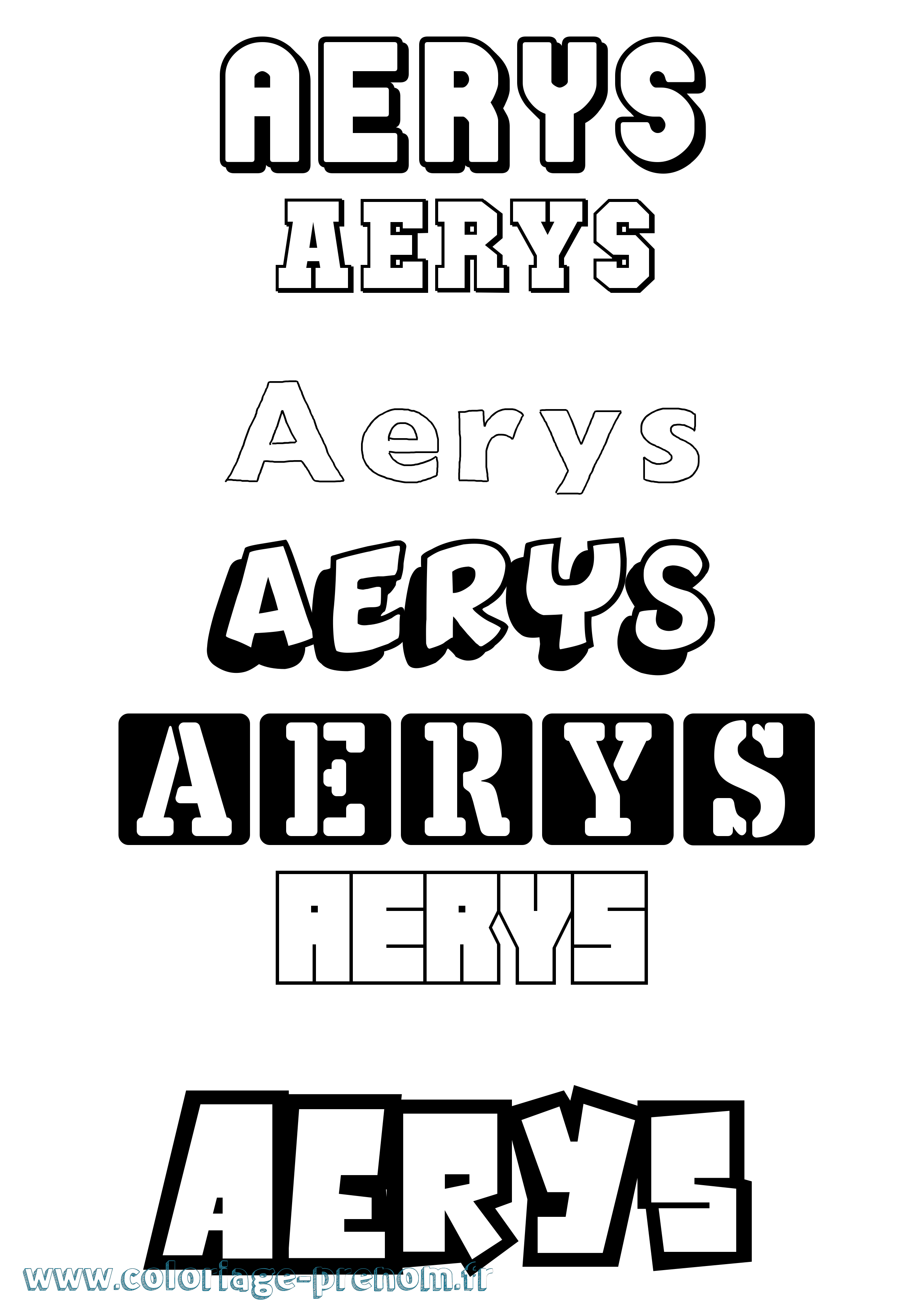 Coloriage prénom Aerys Simple