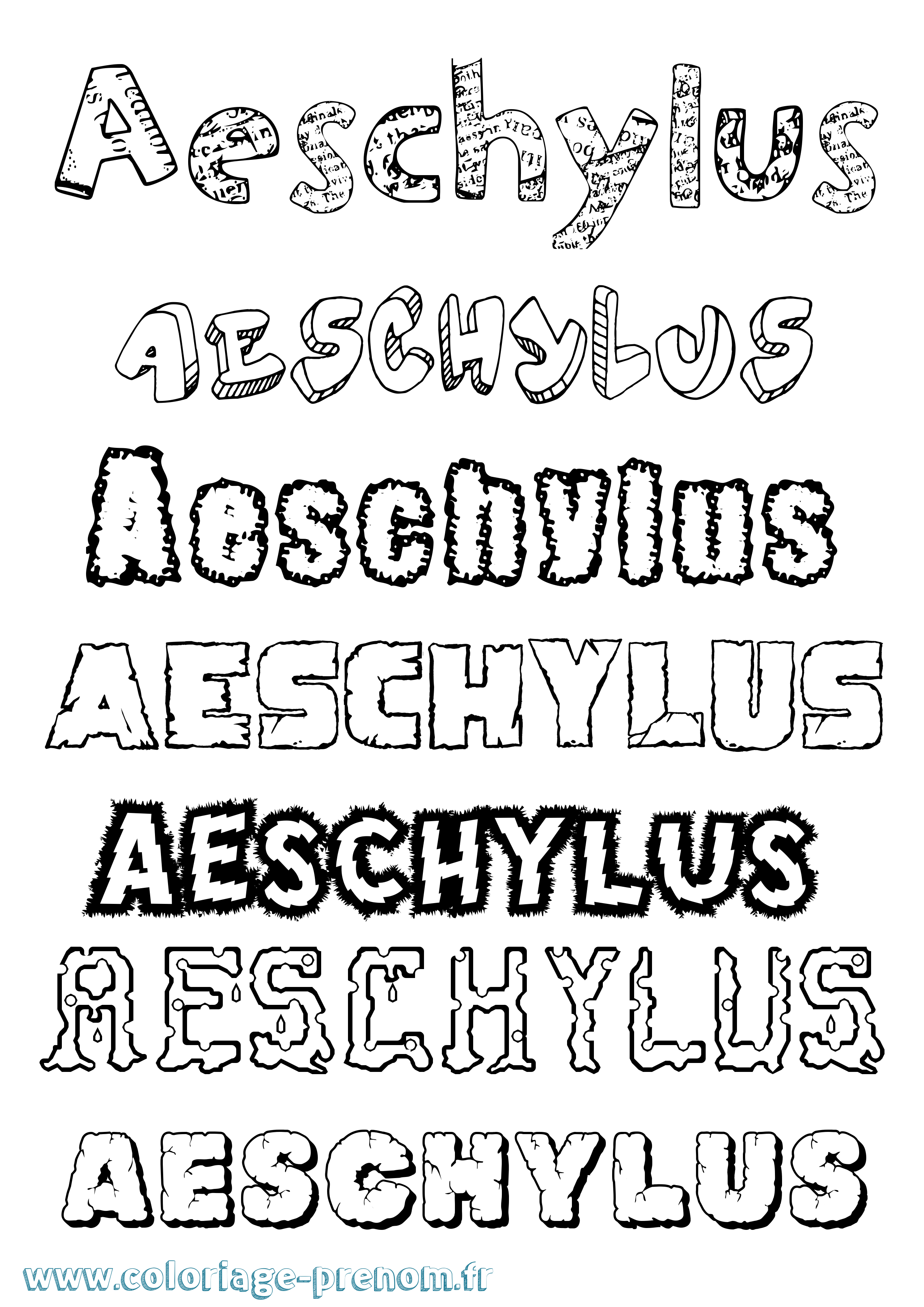 Coloriage prénom Aeschylus Destructuré