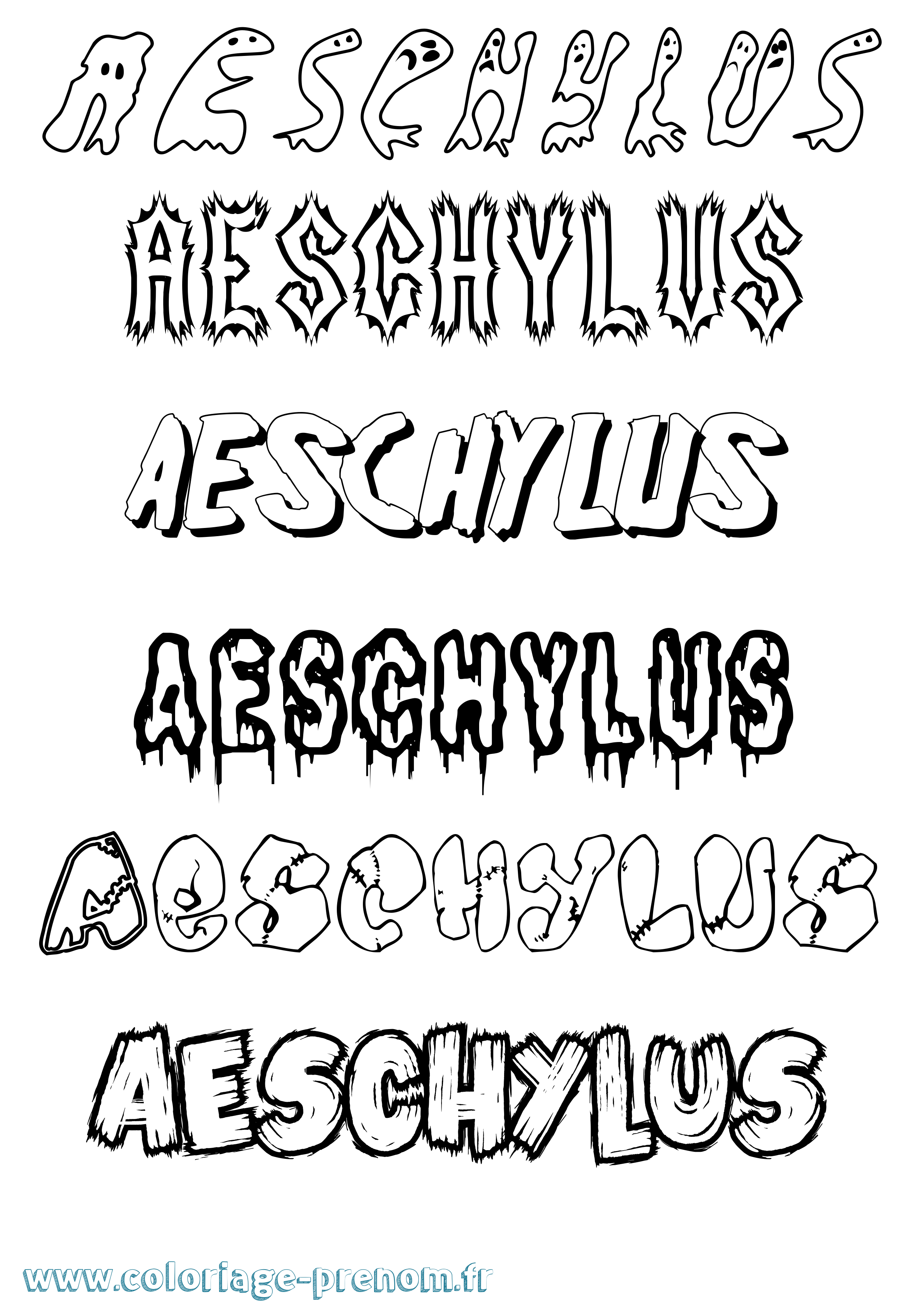 Coloriage prénom Aeschylus Frisson