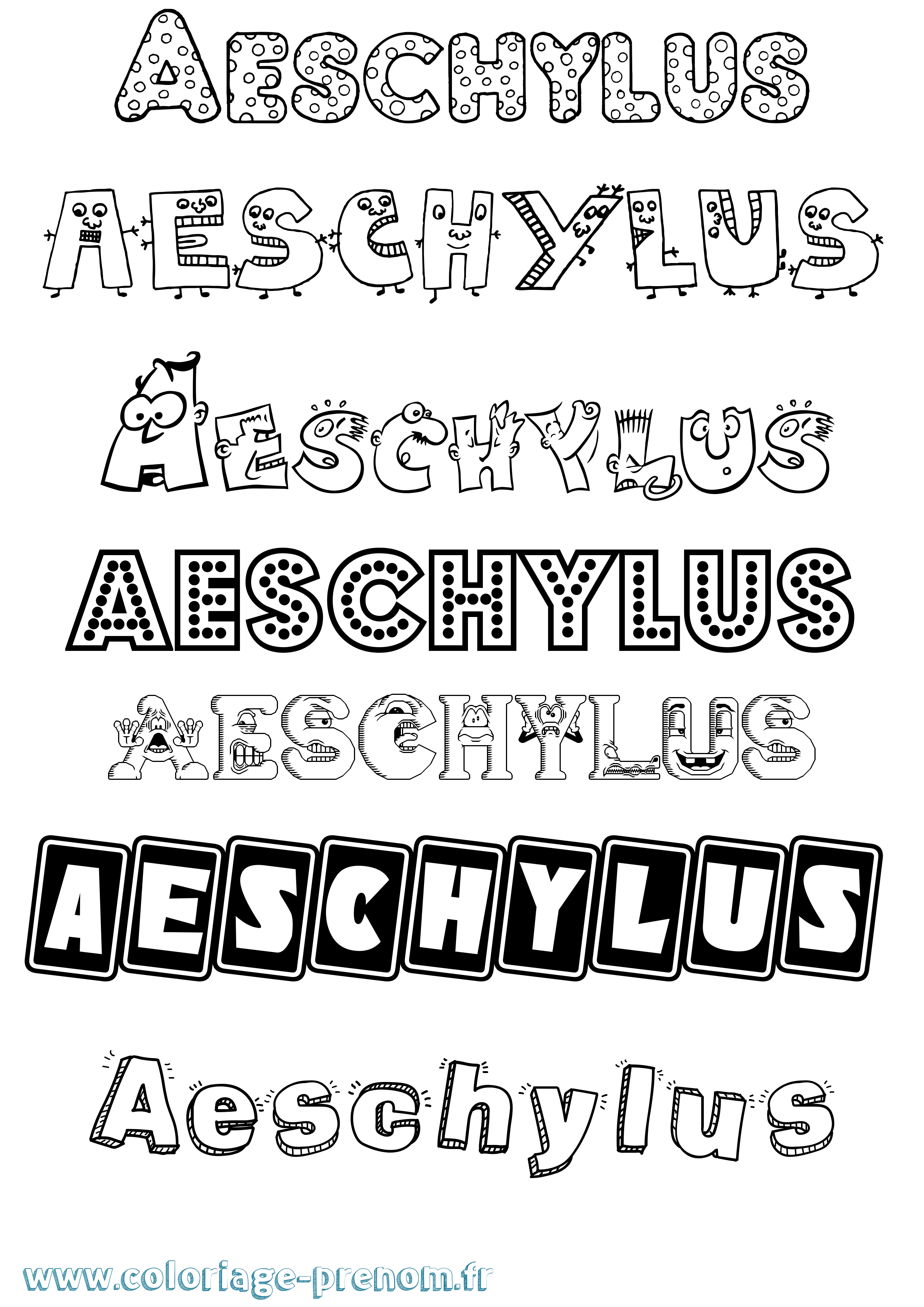 Coloriage prénom Aeschylus Fun
